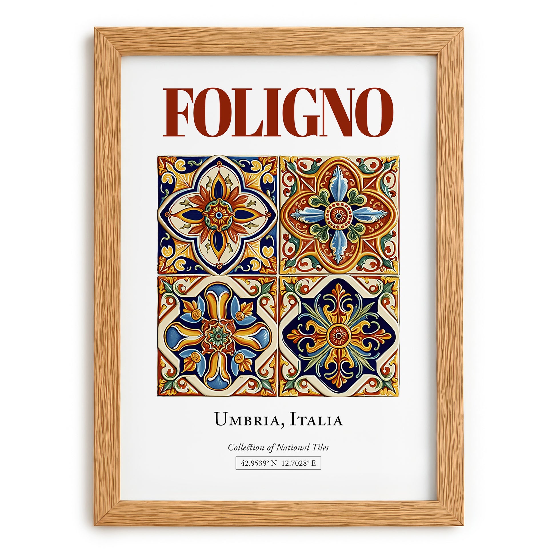 Foligno, Italy – Vintage Travel Poster, set in oak frame