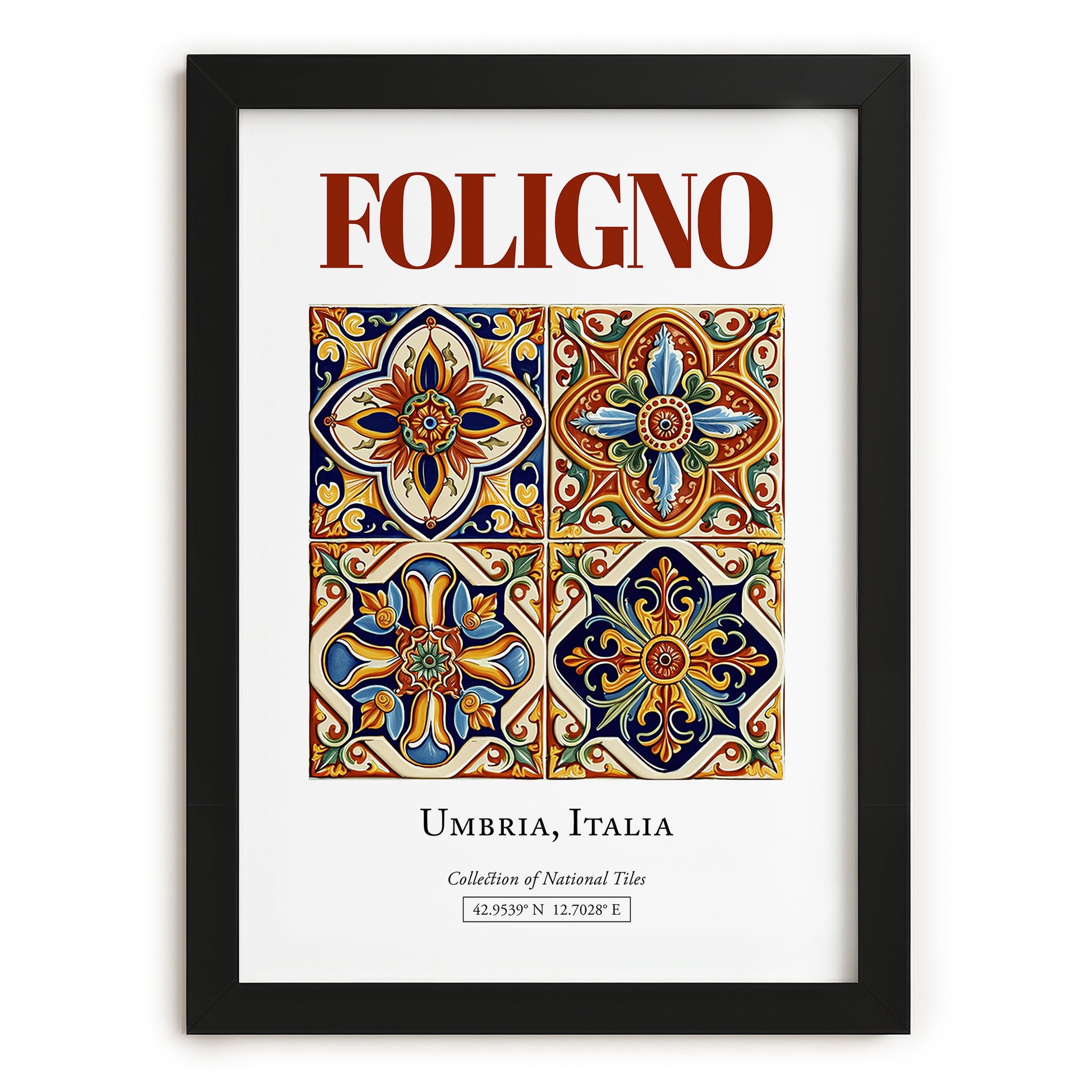 Foligno, Italy – Vintage Travel Poster, in sleek black frame