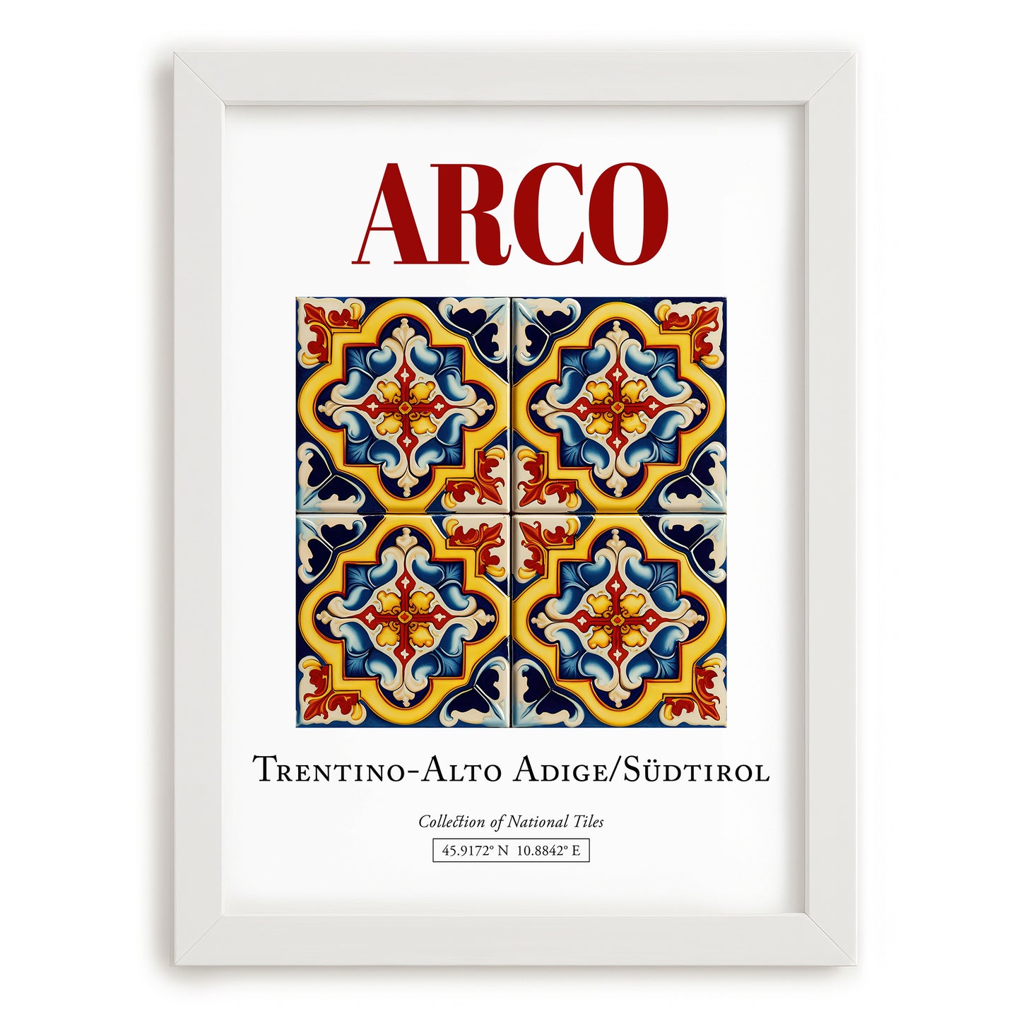 Arco, Italy – Travel Poster, placed in minimal white frame