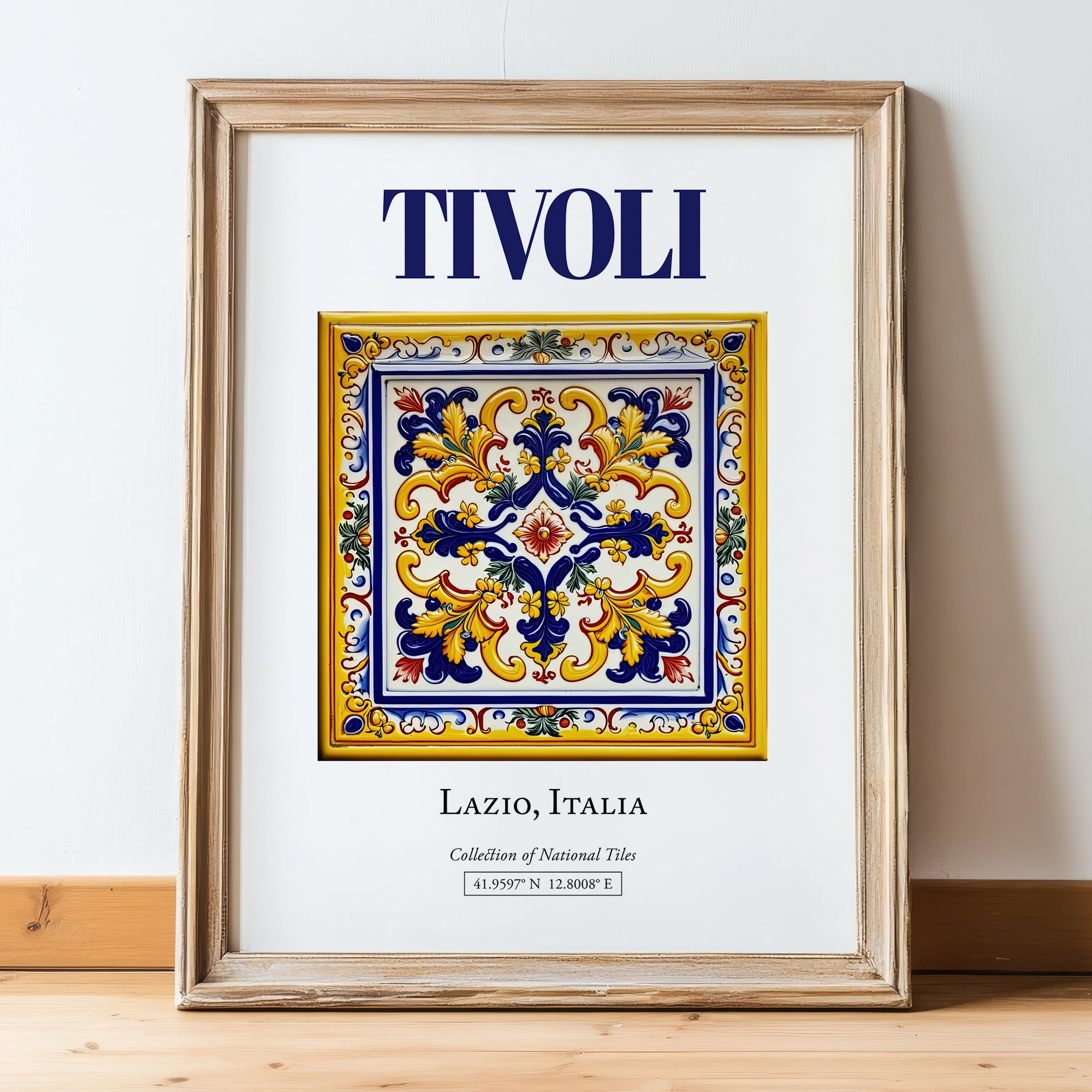 Tivoli, Italy – Travel Print, in wooden frame leaning on the floor