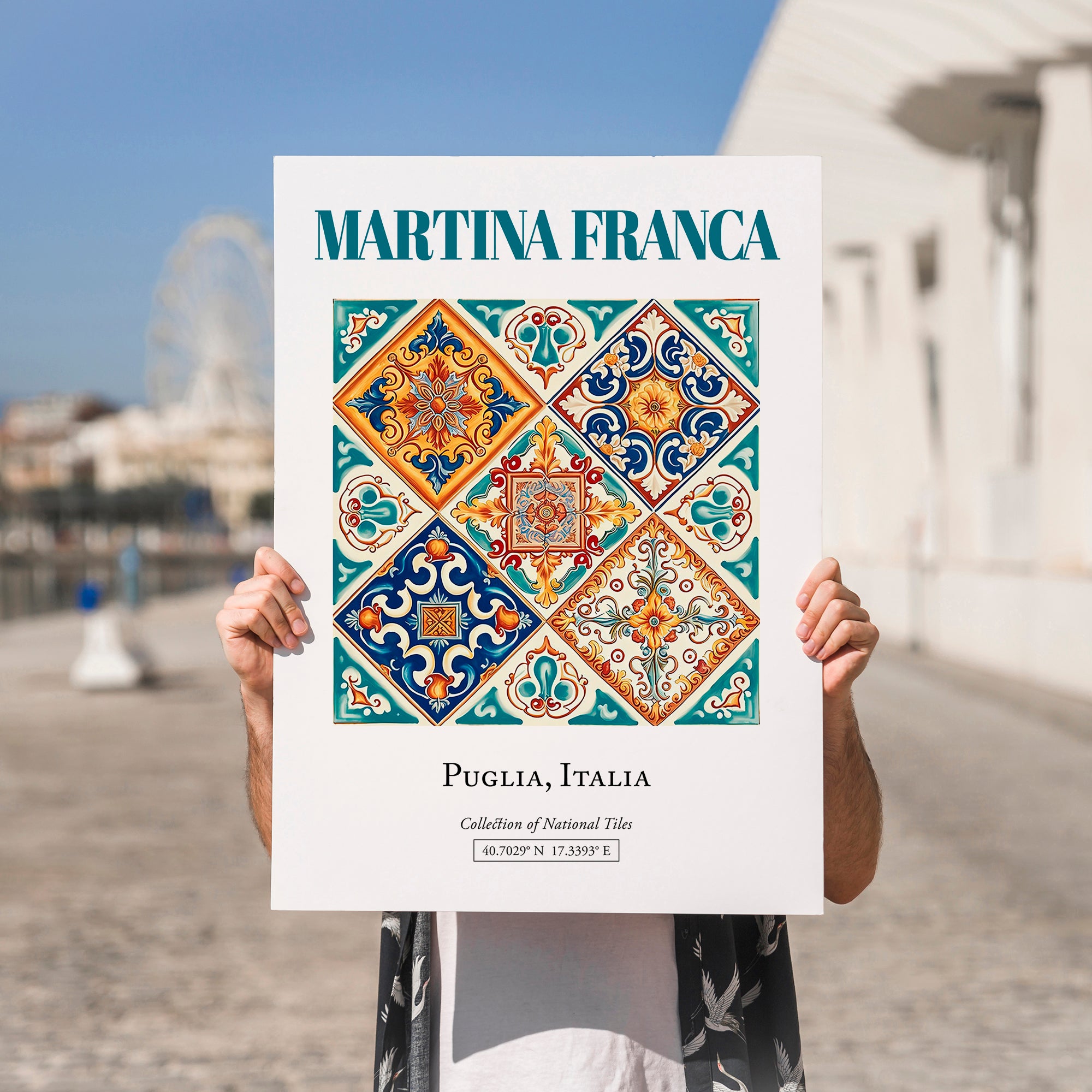 Martina Franca, Italy – Minimalist Travel Print, no-text version framed in wood