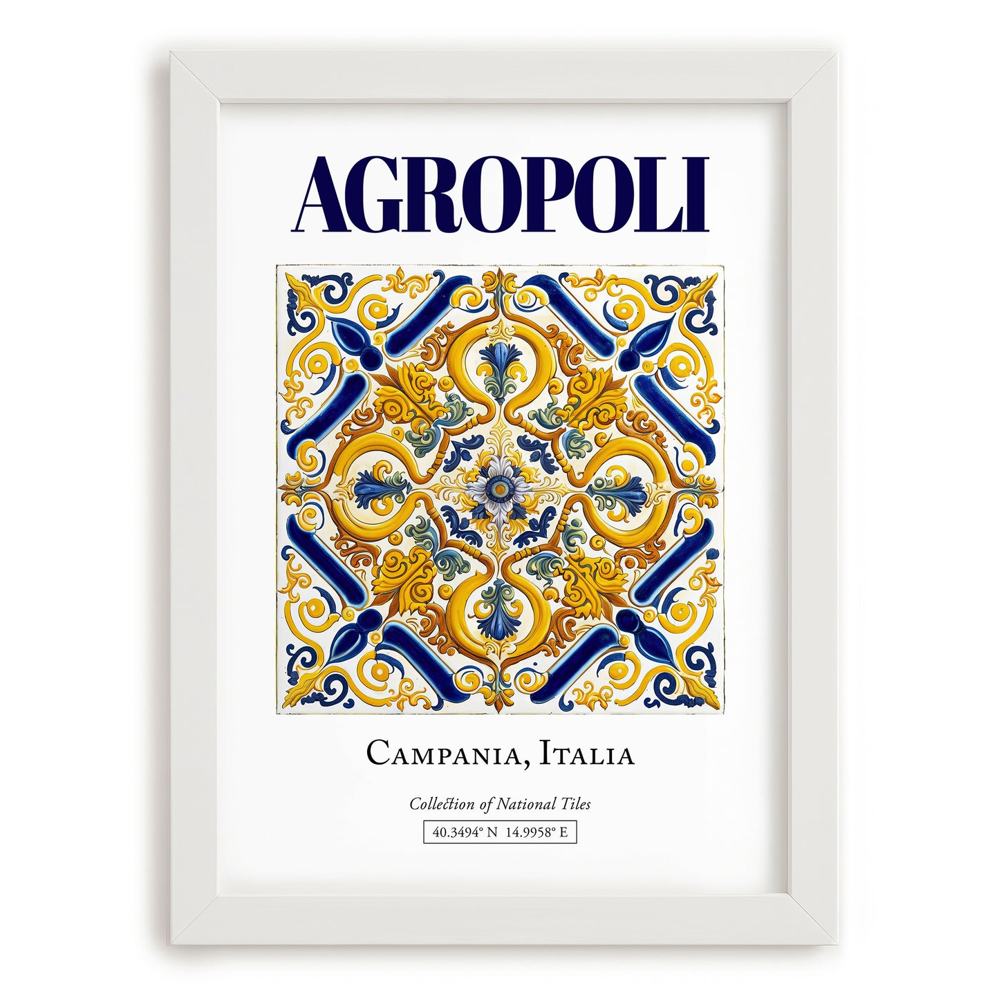 Agropoli, Italy – Travel Wall Decor, placed in minimal white frame