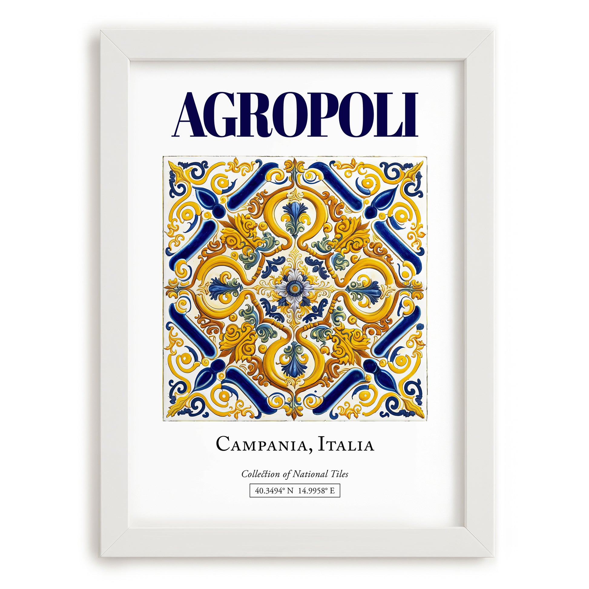 Agropoli, Italy – Travel Wall Decor, placed in minimal white frame