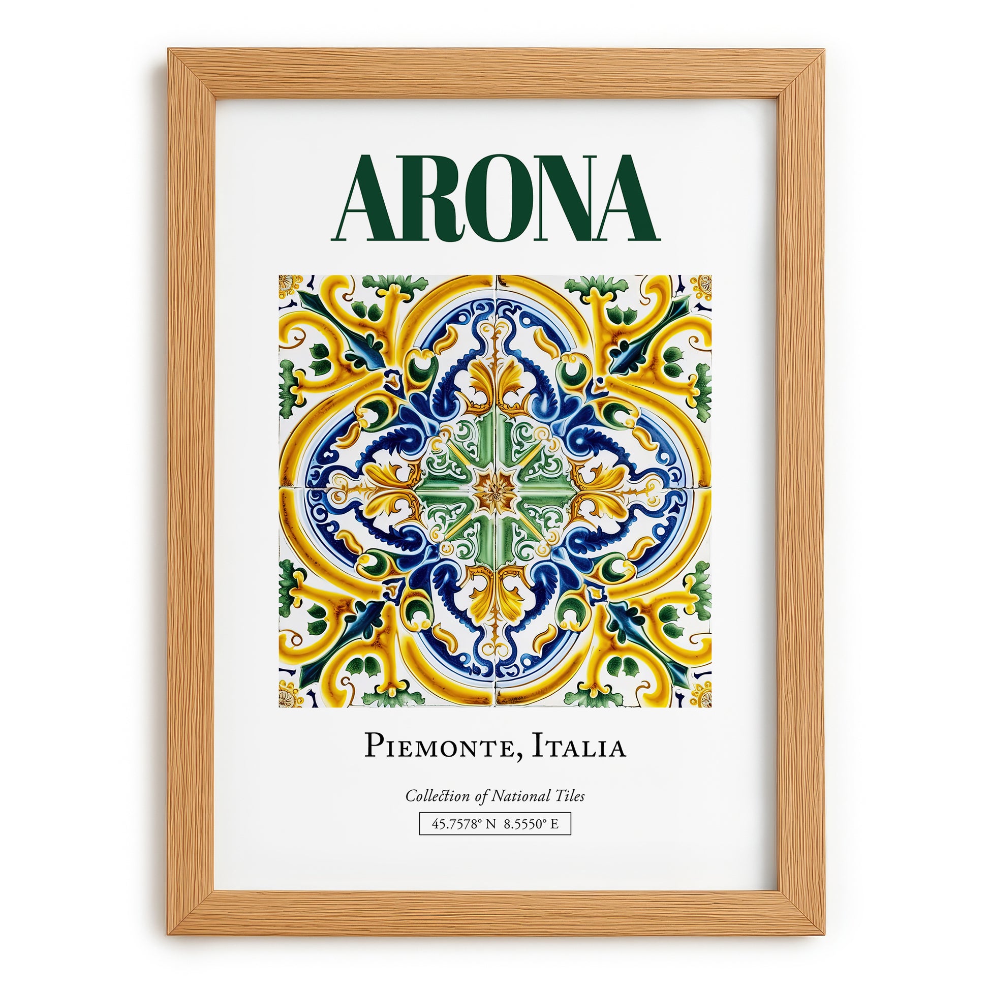 Arona, Italy – Travel Print, set in oak frame