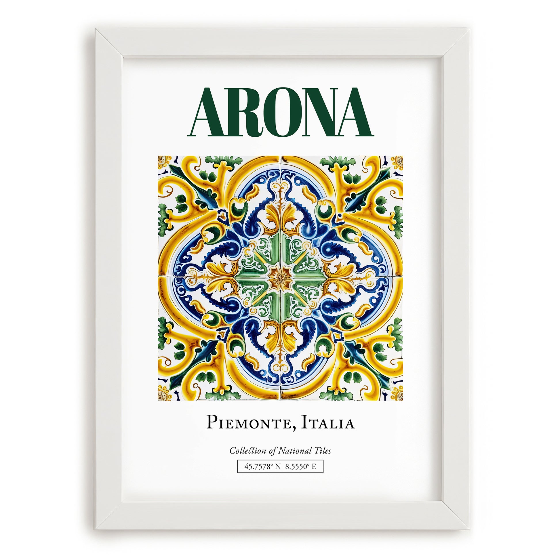 Arona, Italy – Travel Print, placed in minimal white frame