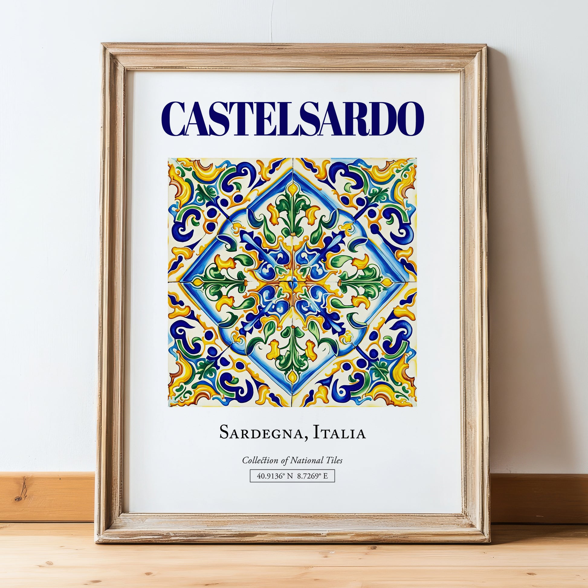 Castelsardo, Italy – Country Culture Poster, in wooden frame leaning on the floor