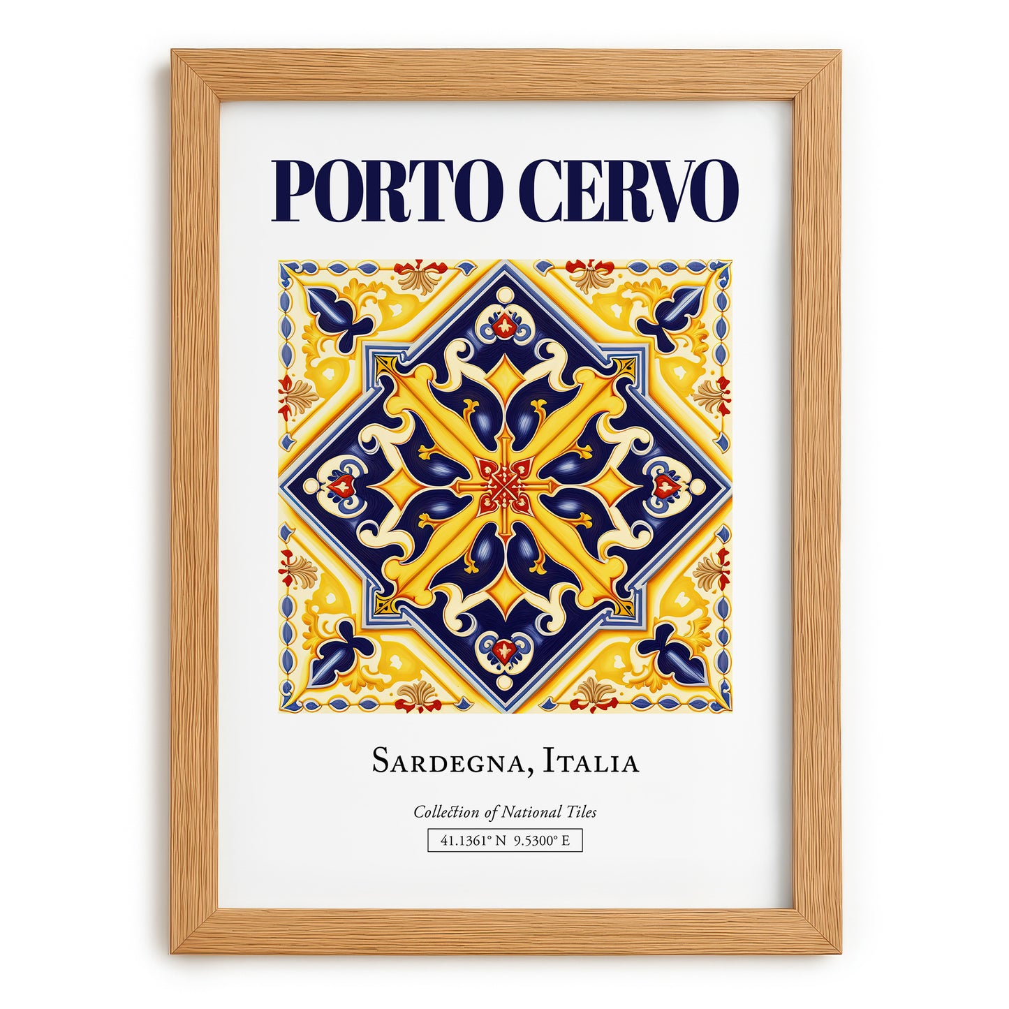 Porto Cervo, Italy – Travel Print, set in oak frame