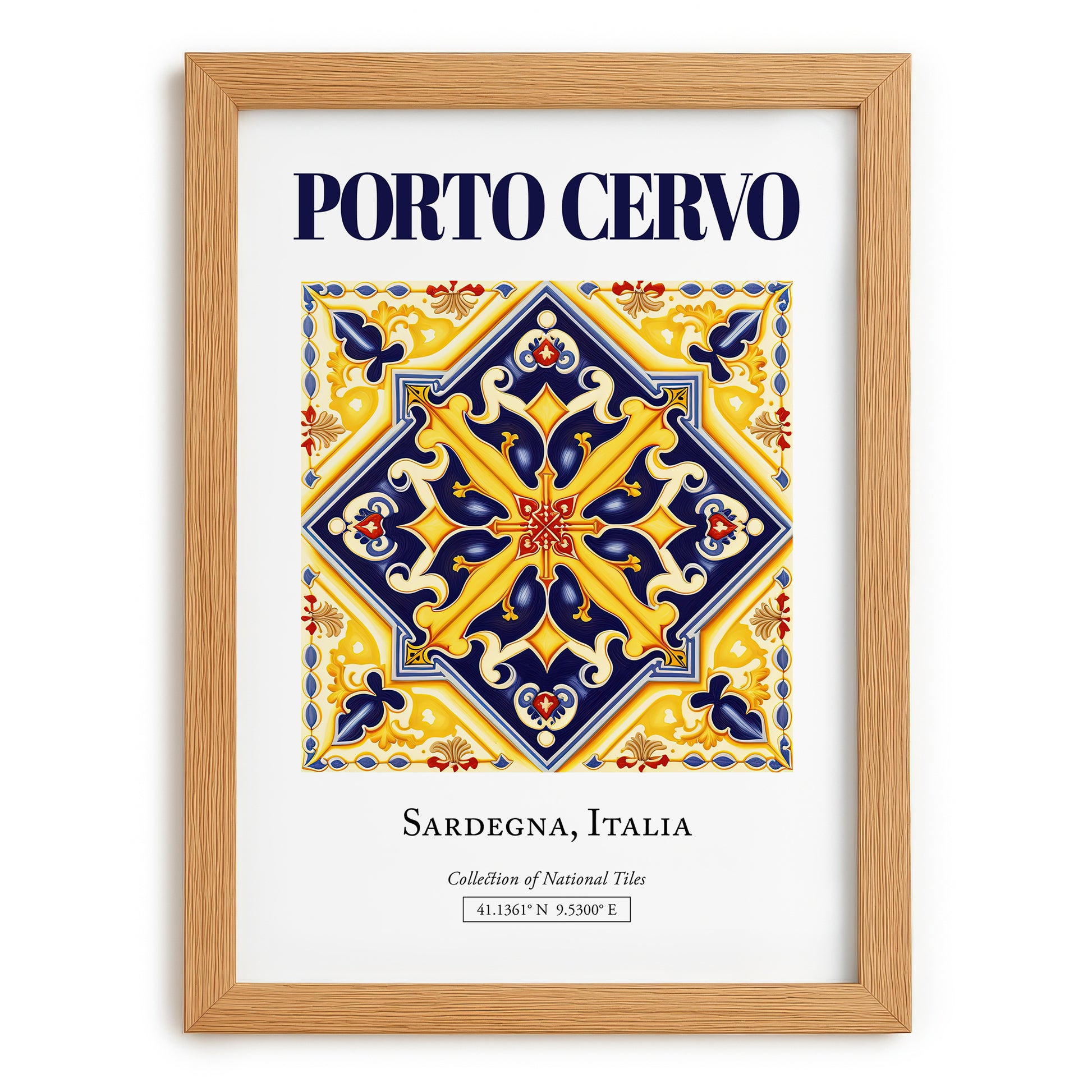 Porto Cervo, Italy – Travel Print, set in oak frame