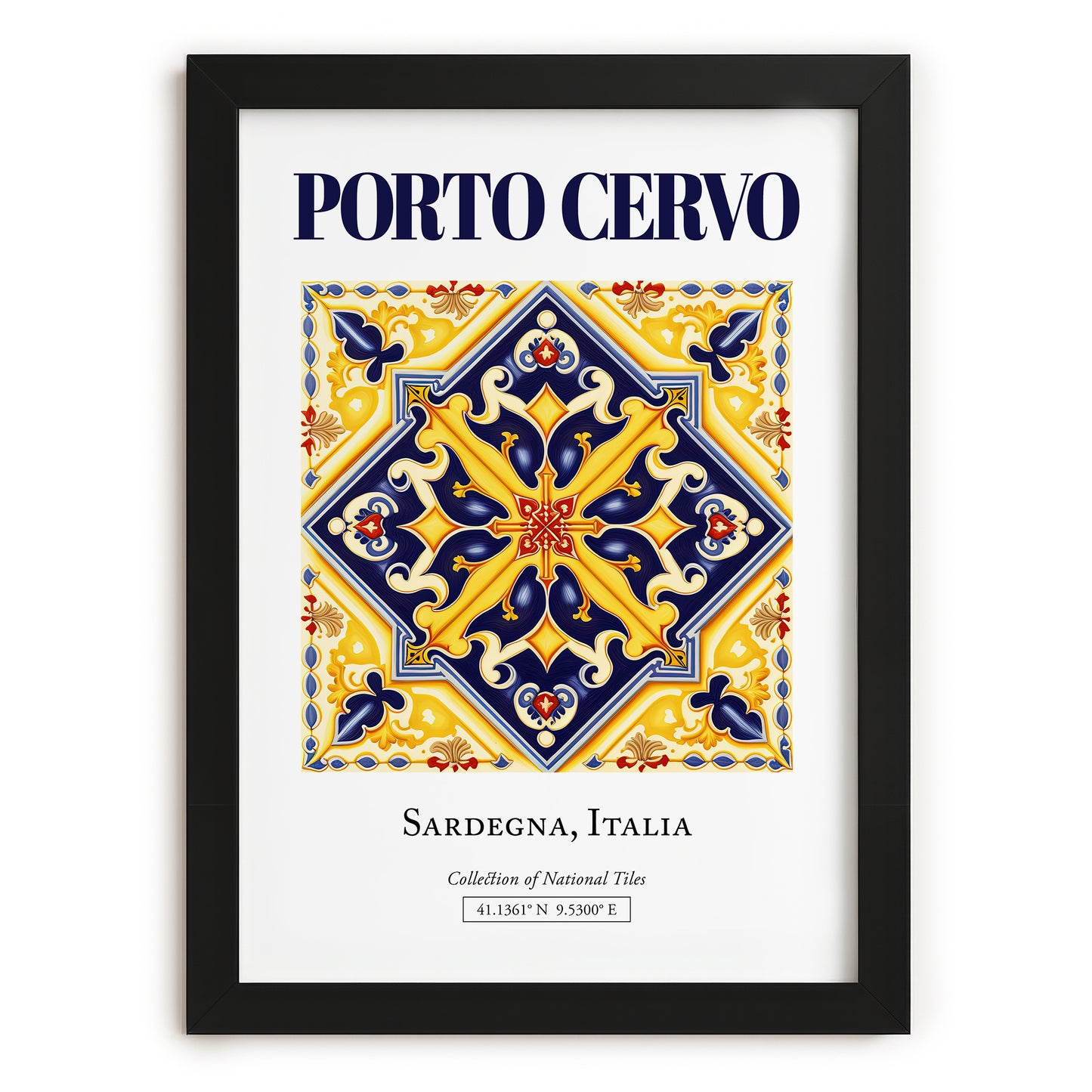 Porto Cervo, Italy – Travel Print, in sleek black frame