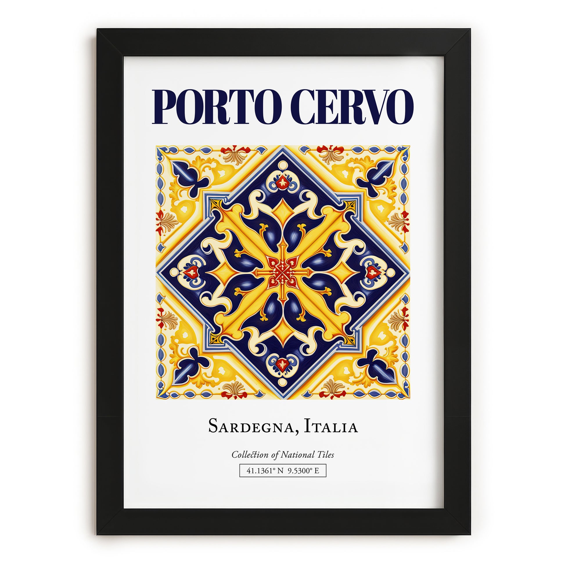 Porto Cervo, Italy – Travel Print, in sleek black frame