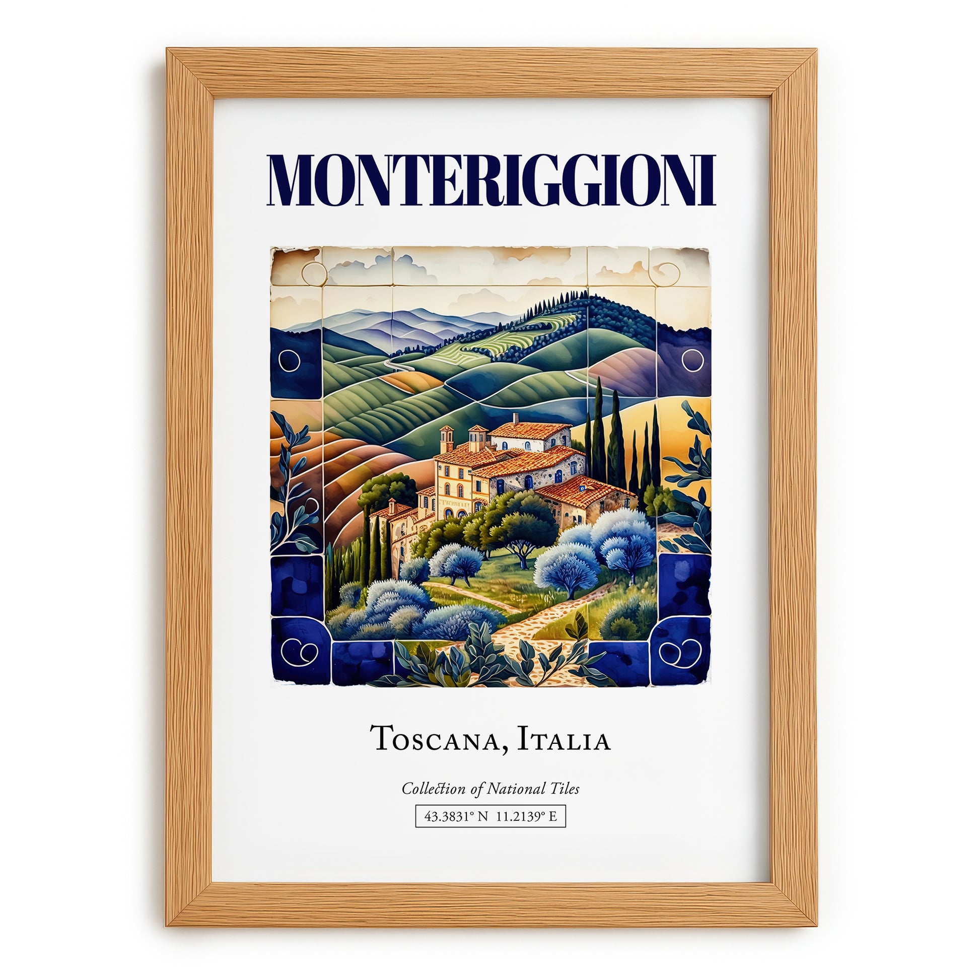 Monteriggioni, Italy – Travel Print, set in oak frame