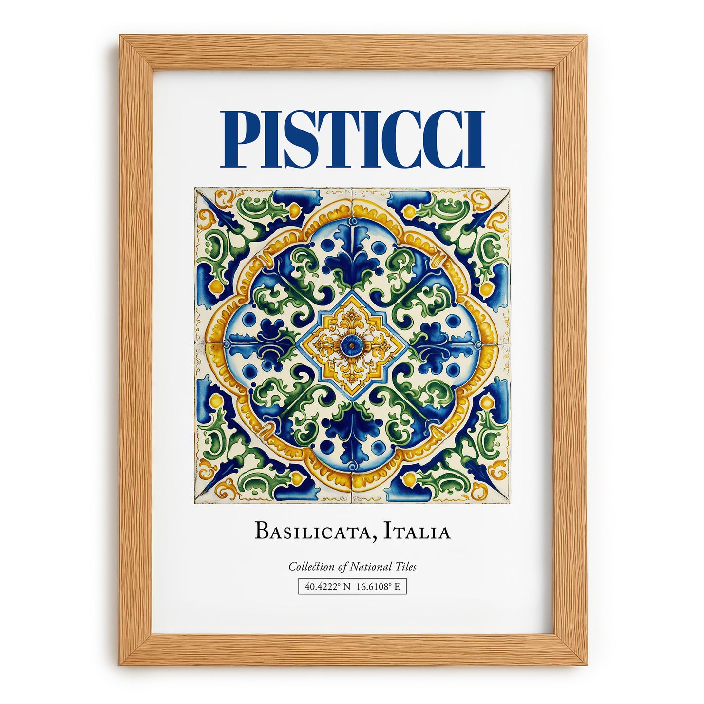 Pisticci, Italy – Global Cities Wall Print, set in oak frame