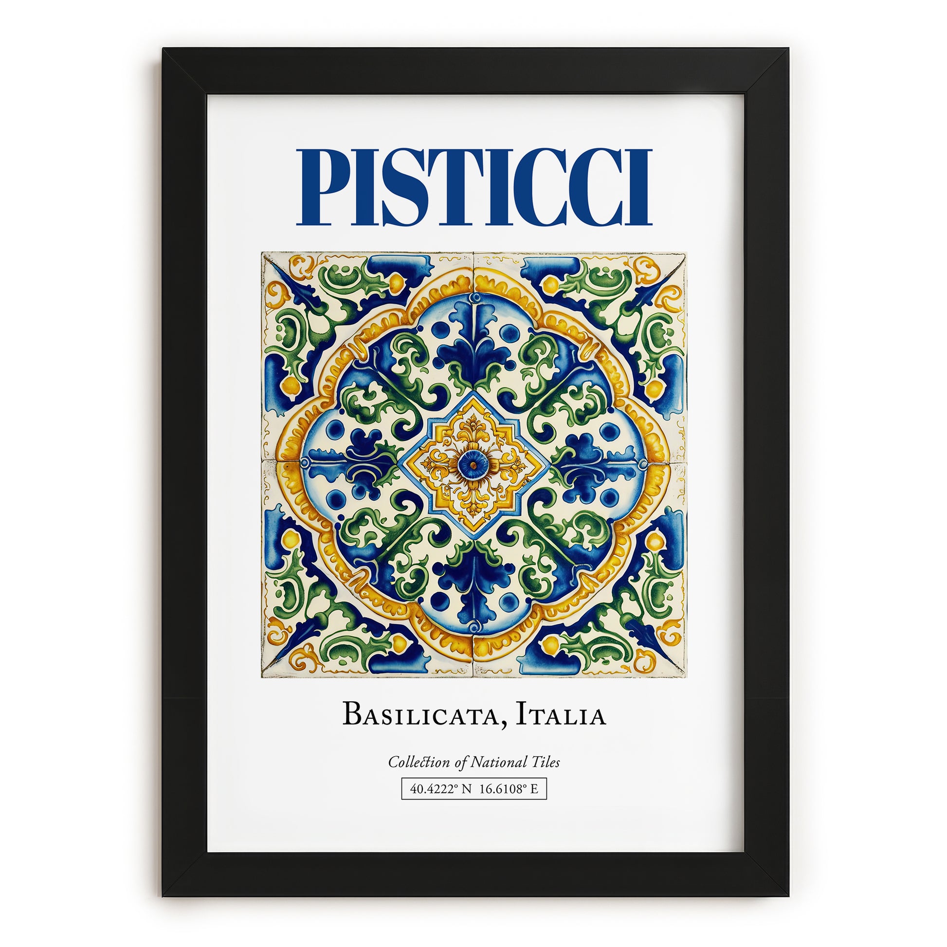 Pisticci, Italy – Global Cities Wall Print, in sleek black frame
