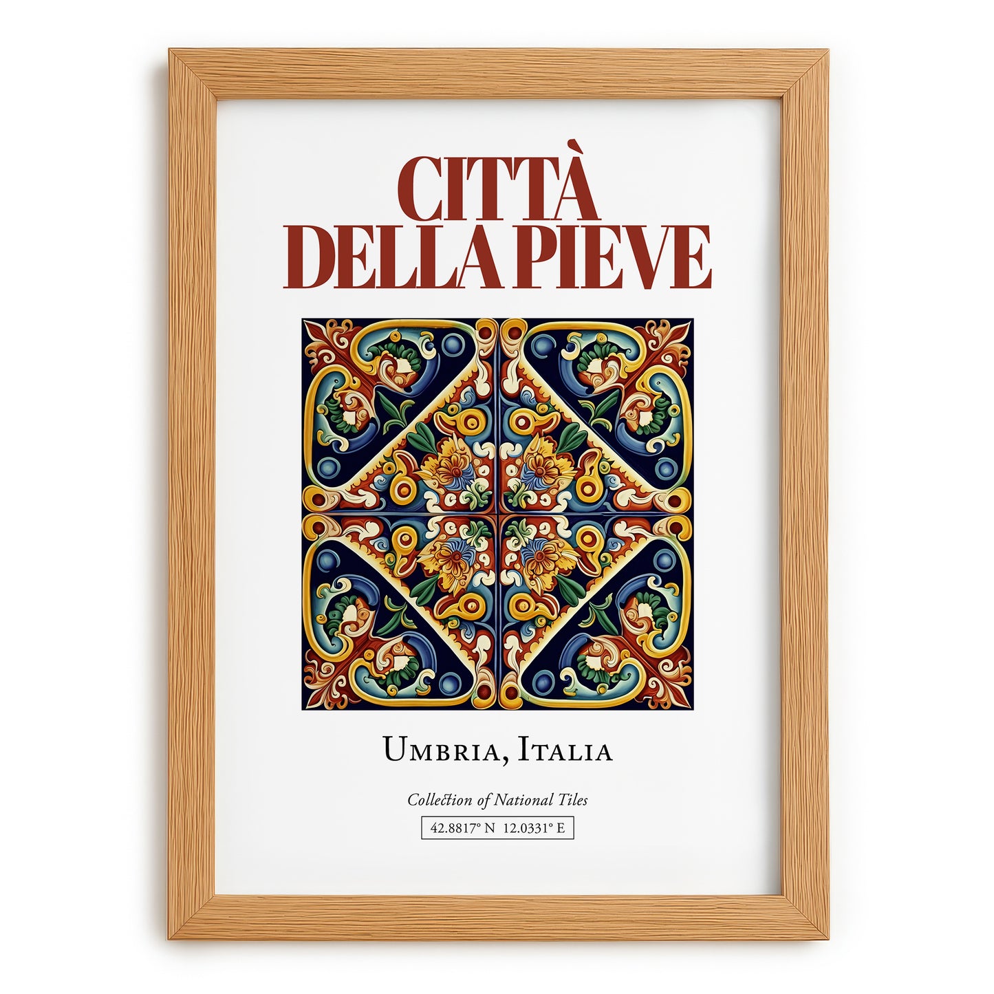 Città della Pieve, Italy – Travel Memories Wall Print, set in oak frame