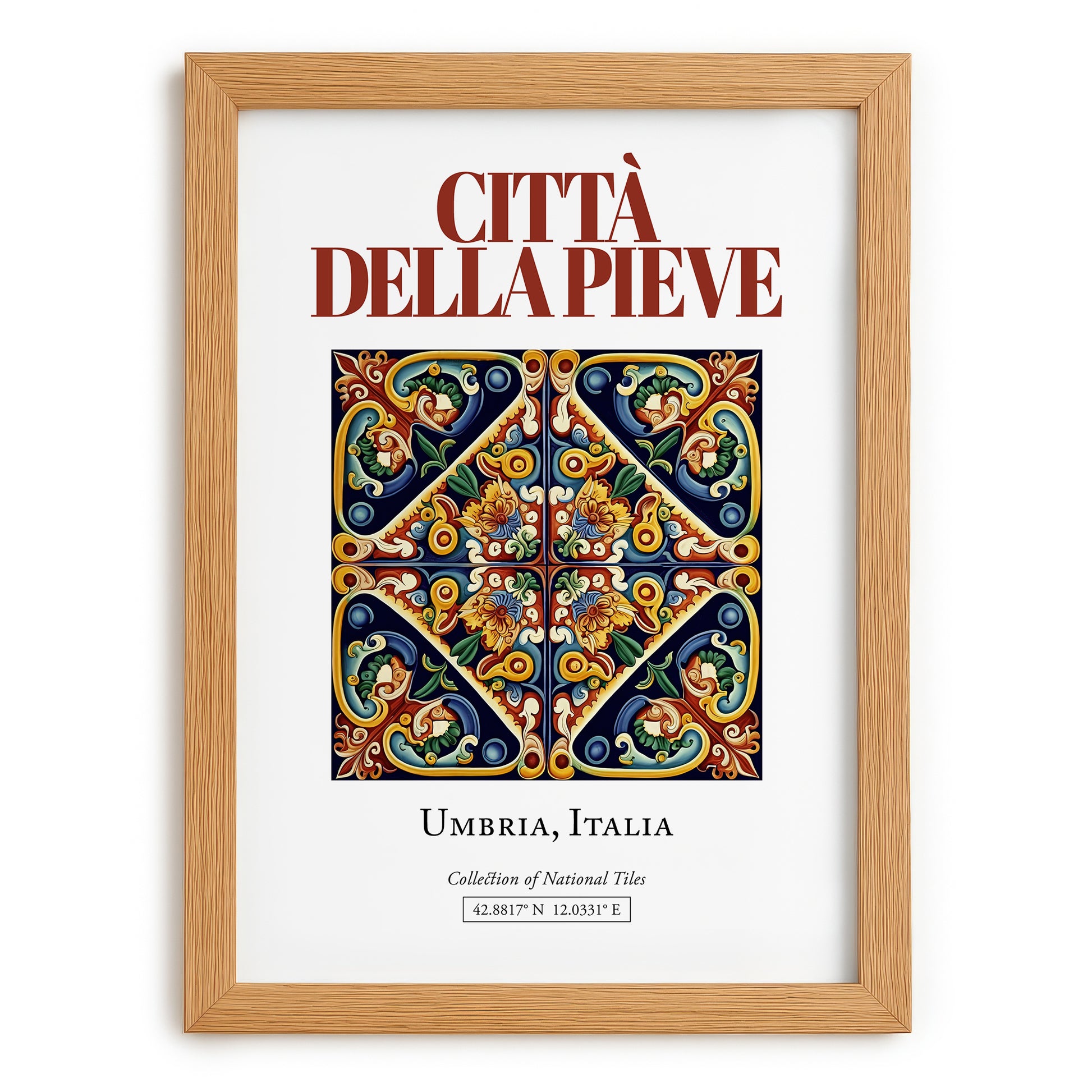 Città della Pieve, Italy – Travel Memories Wall Print, set in oak frame