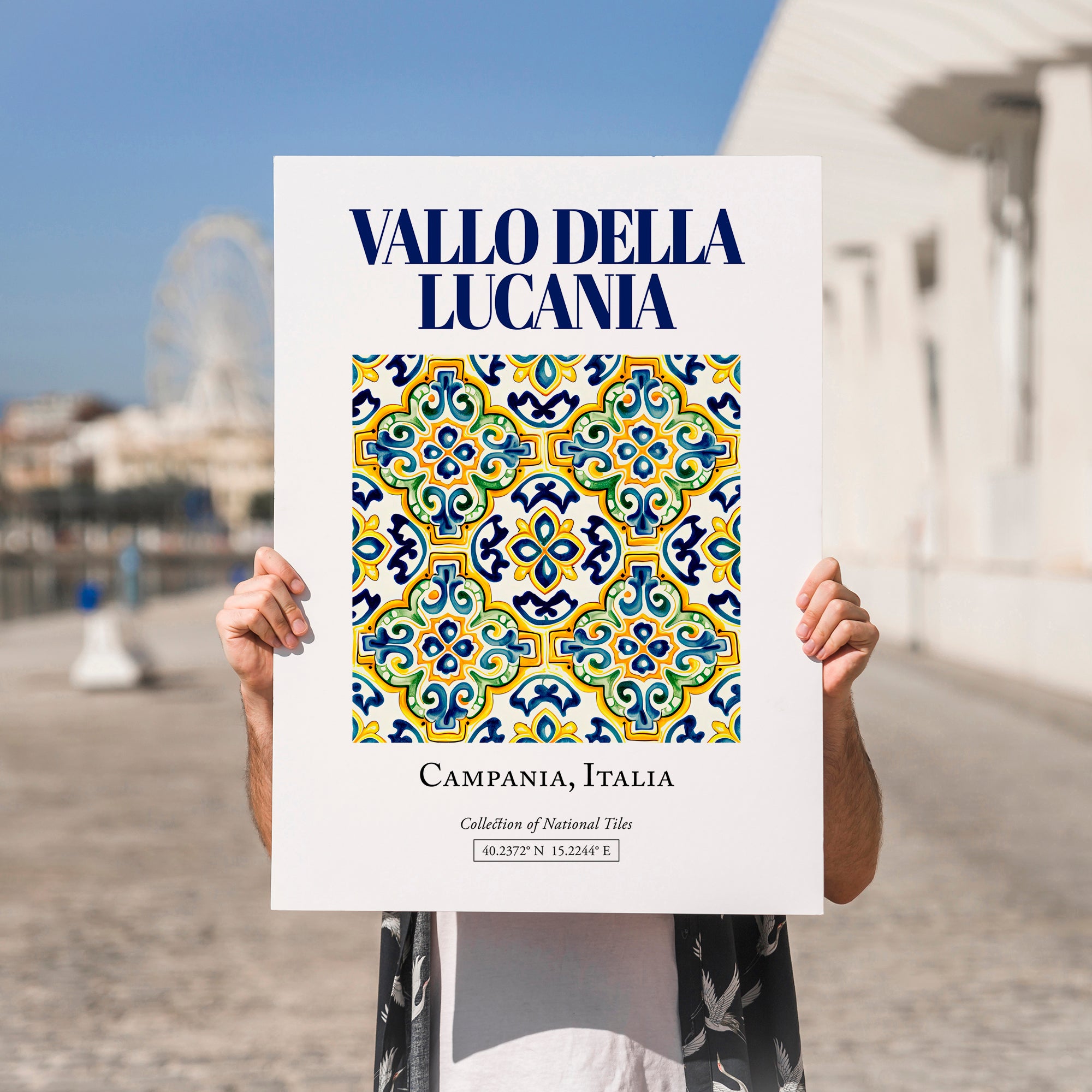 Vallo della Lucania, Italy – Travel Poster, no-text version framed in wood