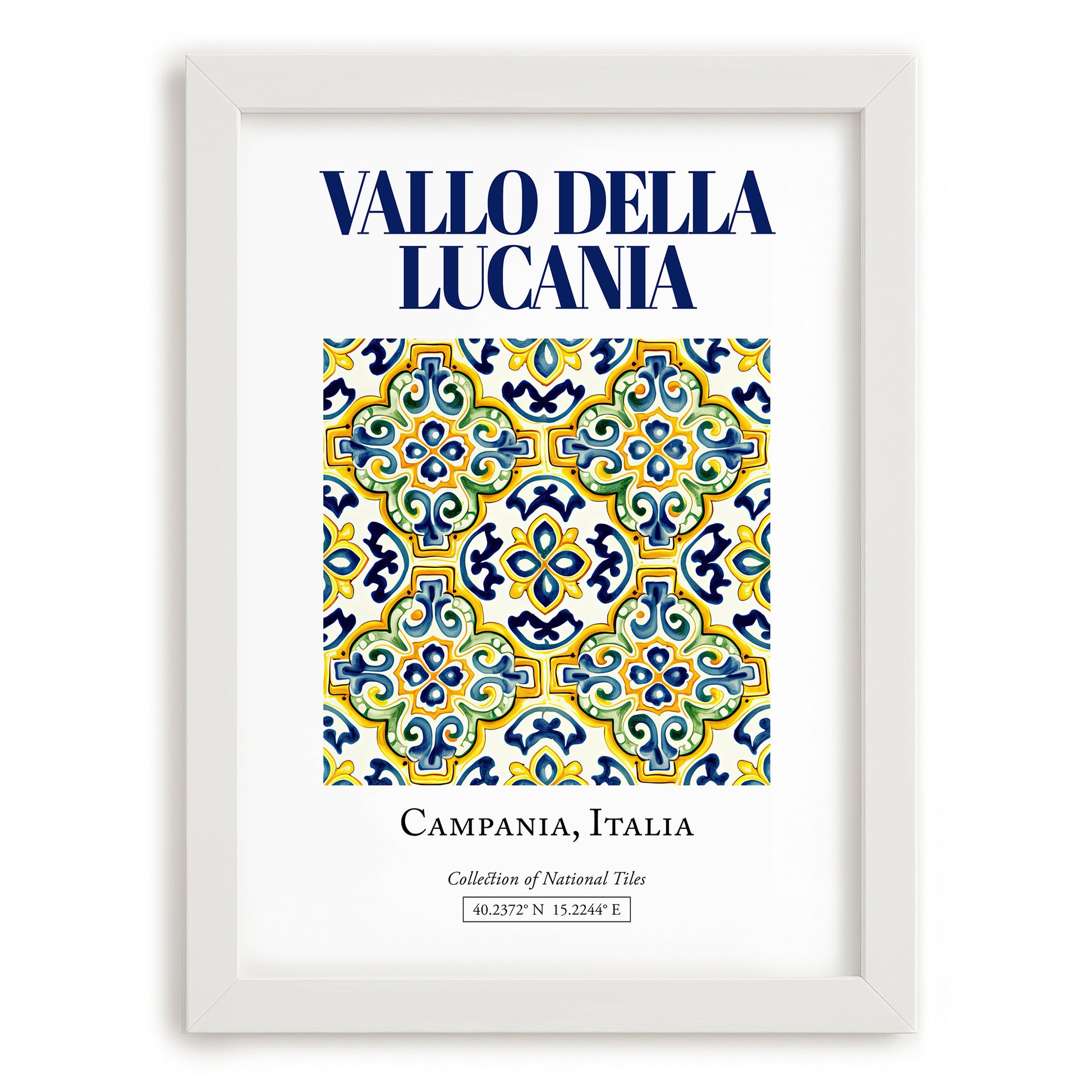 Vallo della Lucania, Italy – Travel Poster, placed in minimal white frame