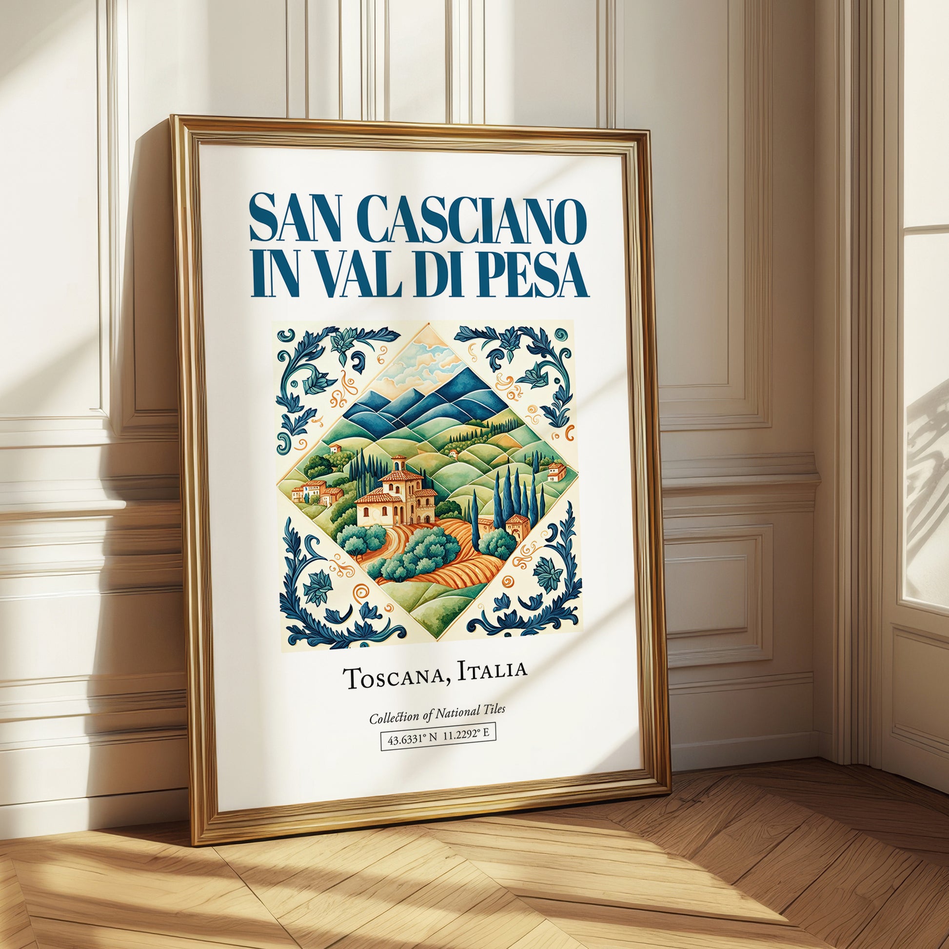 San Casciano in Val di Pesa, Italy – Travel Poster, styled in a charming Paris street view