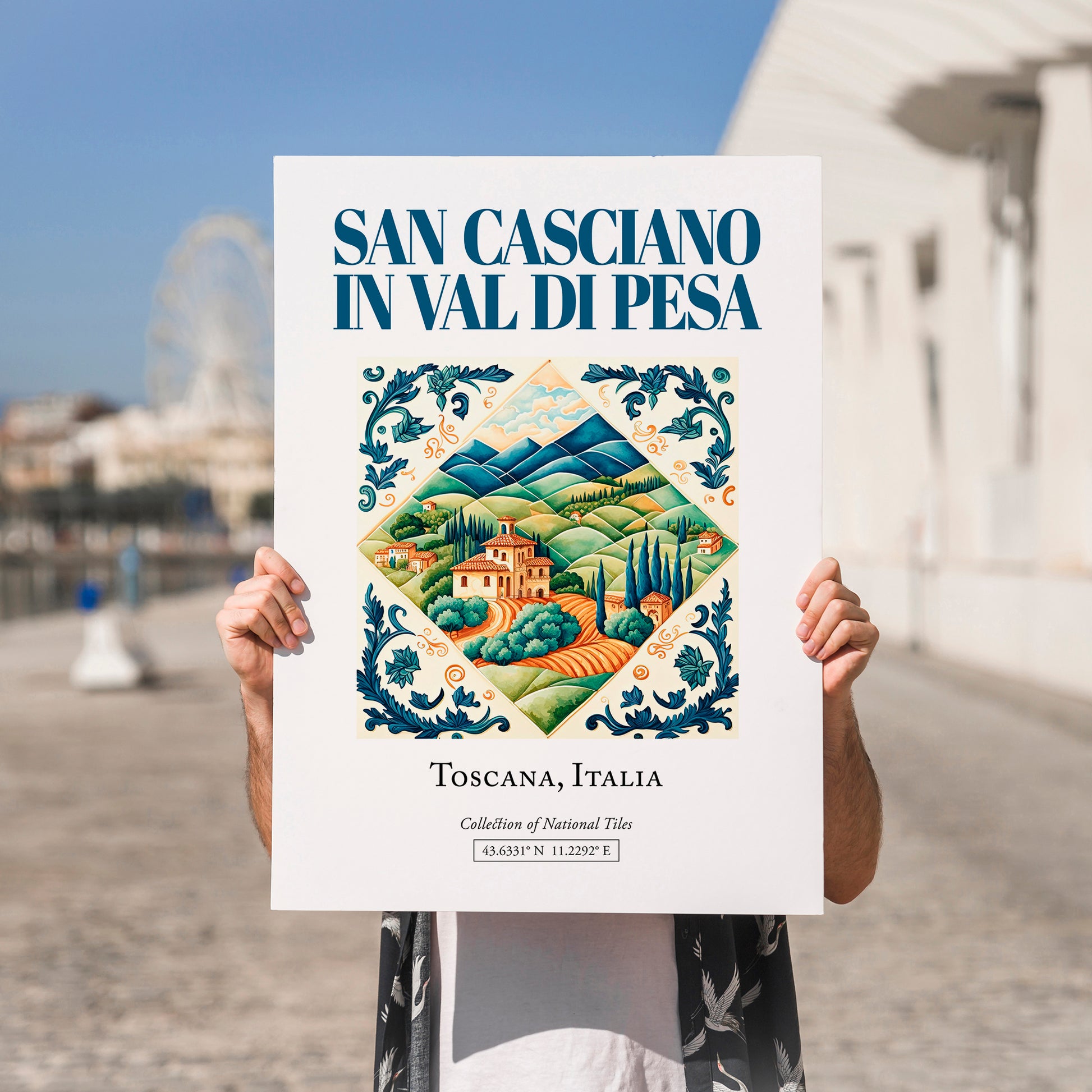 San Casciano in Val di Pesa, Italy – Travel Poster, no-text version framed in wood