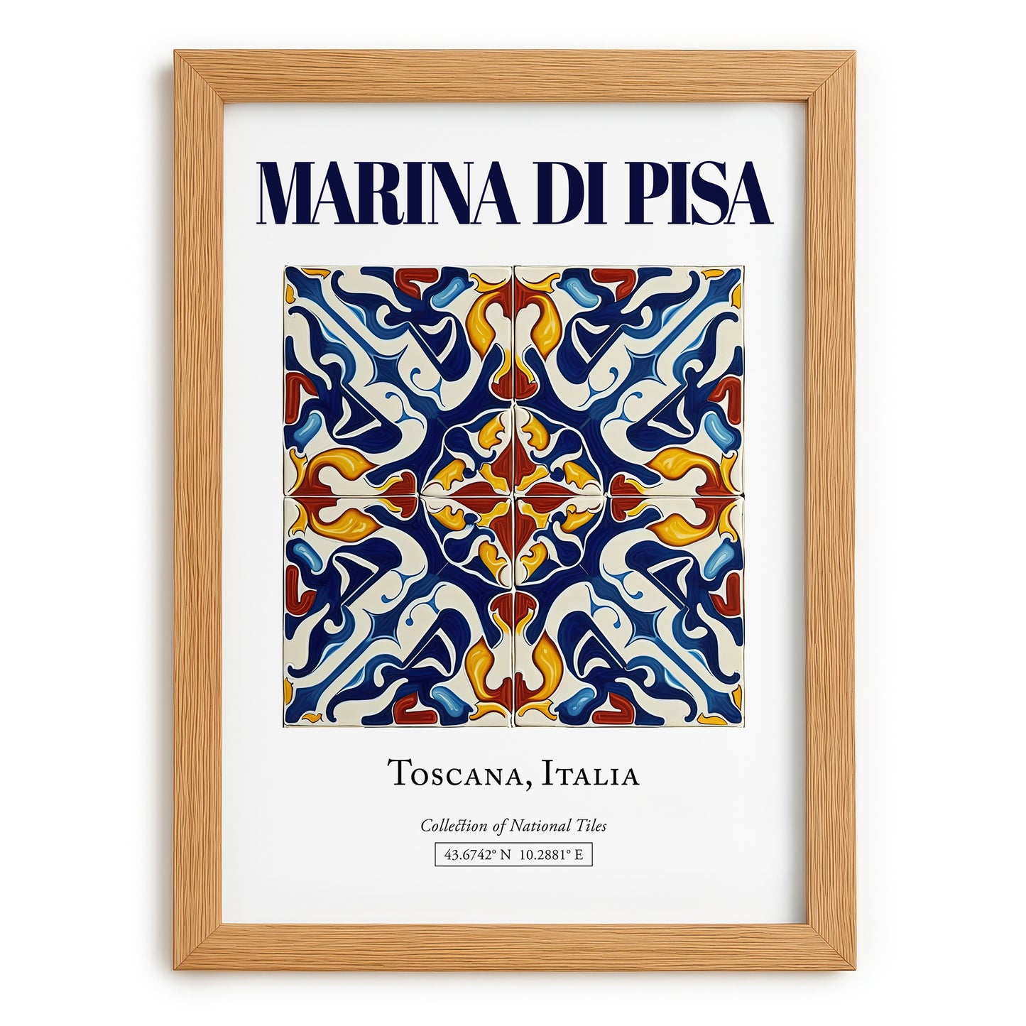 Marina di Pisa, Italy – Tourist Destination Poster, set in oak frame