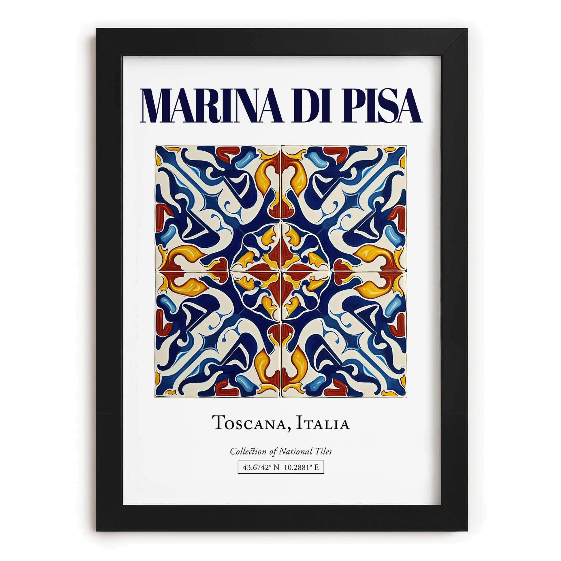 Marina di Pisa, Italy – Tourist Destination Poster, in sleek black frame