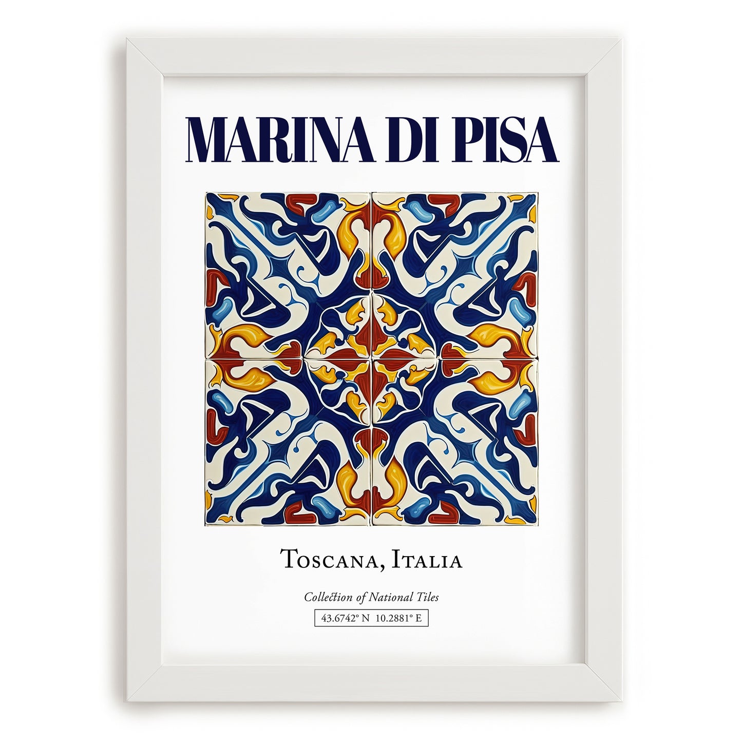 Marina di Pisa, Italy – Tourist Destination Poster, placed in minimal white frame
