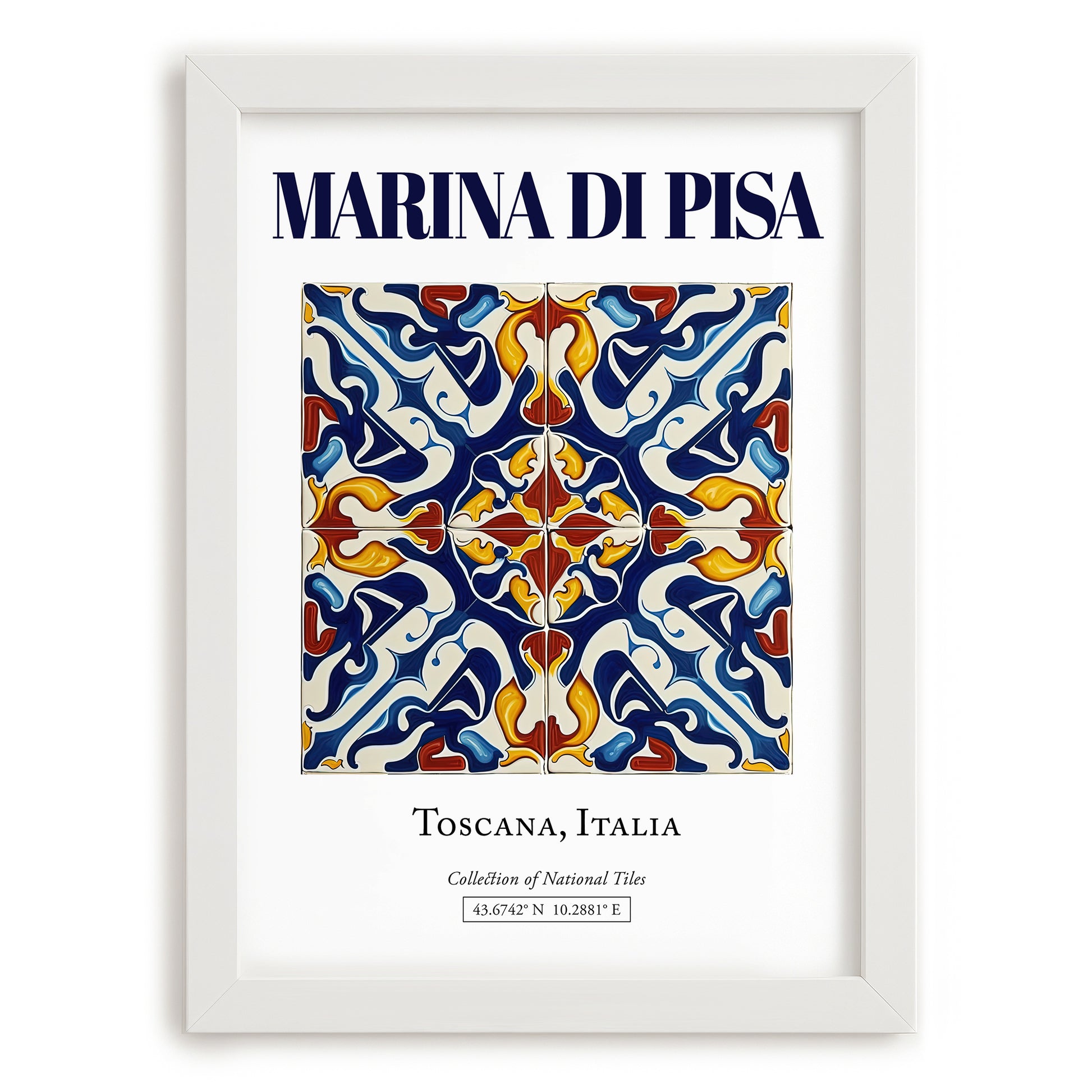 Marina di Pisa, Italy – Tourist Destination Poster, placed in minimal white frame