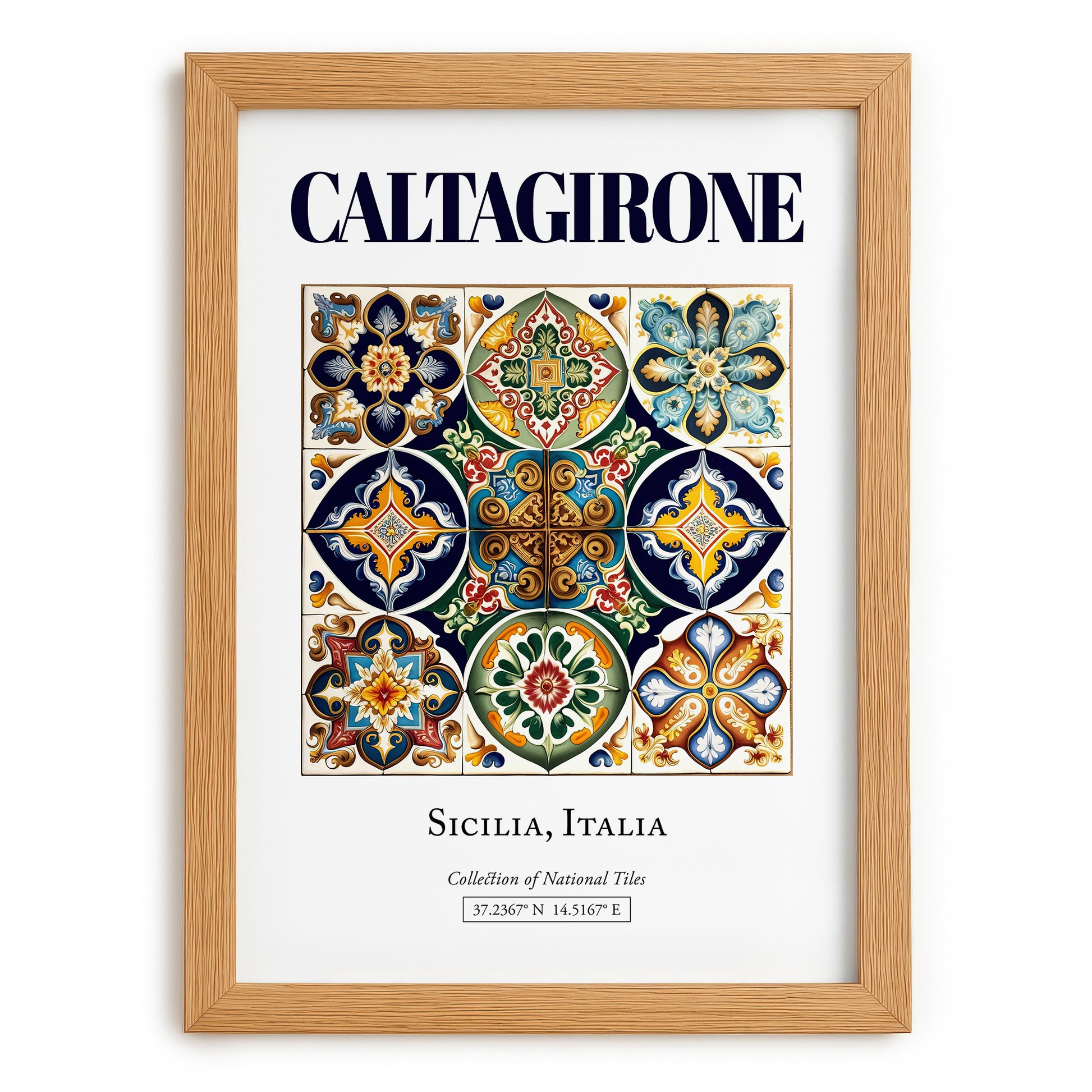 Caltagirone, Italy – Travel Wall Decor, set in oak frame