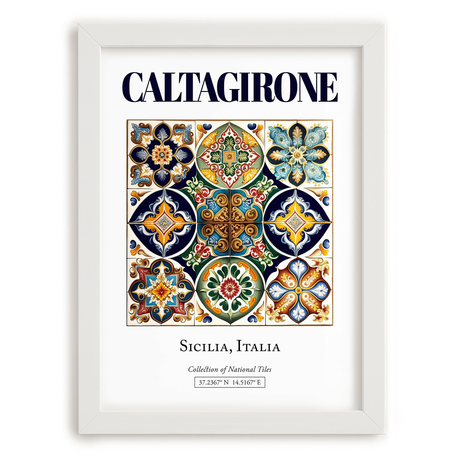 Caltagirone, Italy – Travel Wall Decor, placed in minimal white frame