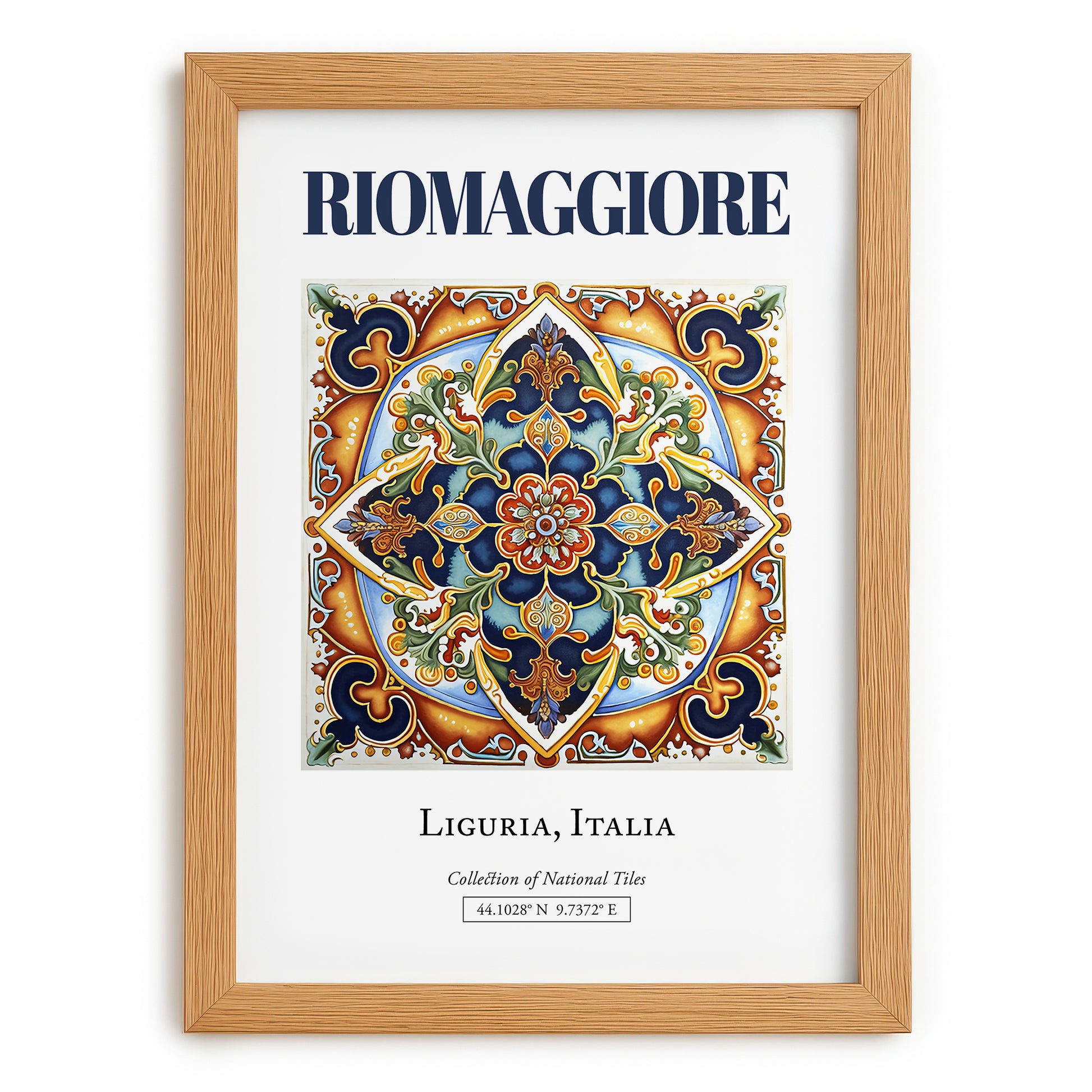 Riomaggiore, Italy – Travel Poster, set in oak frame