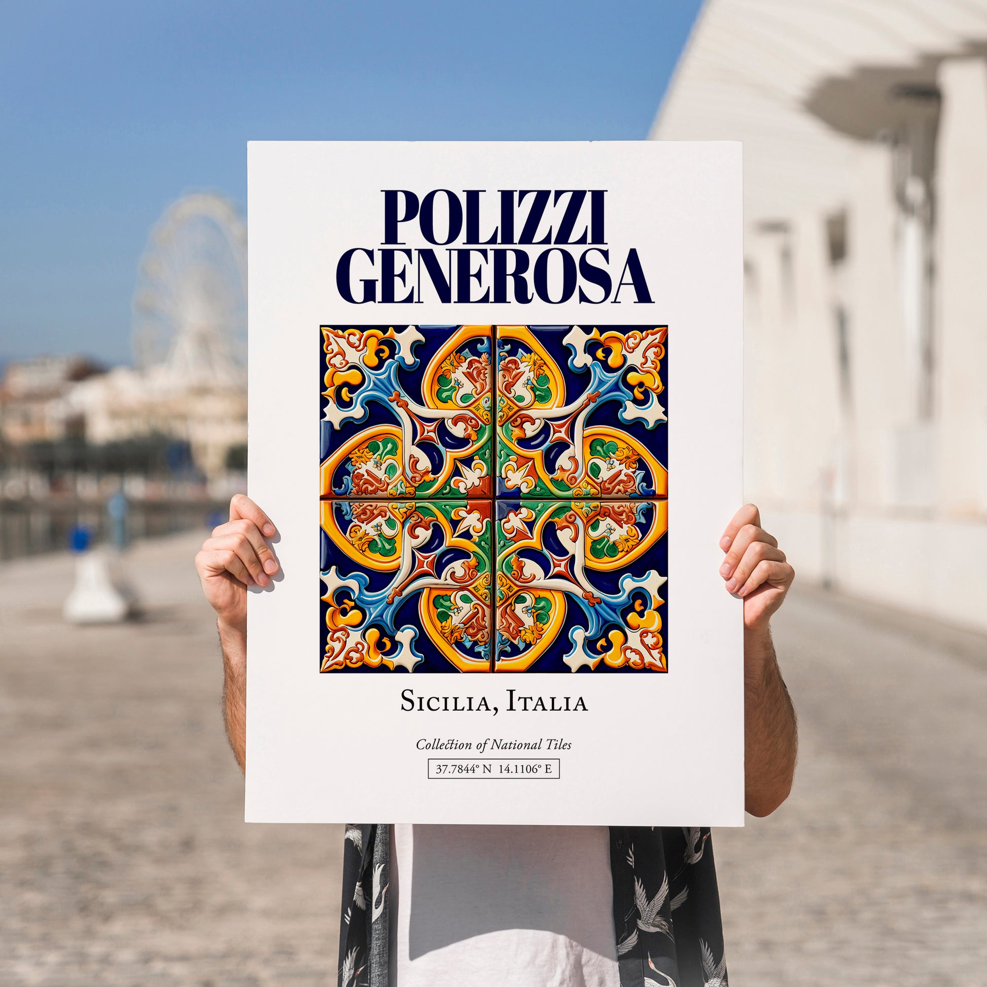 Polizzi Generosa, Italy – Travel Poster, no-text version framed in wood