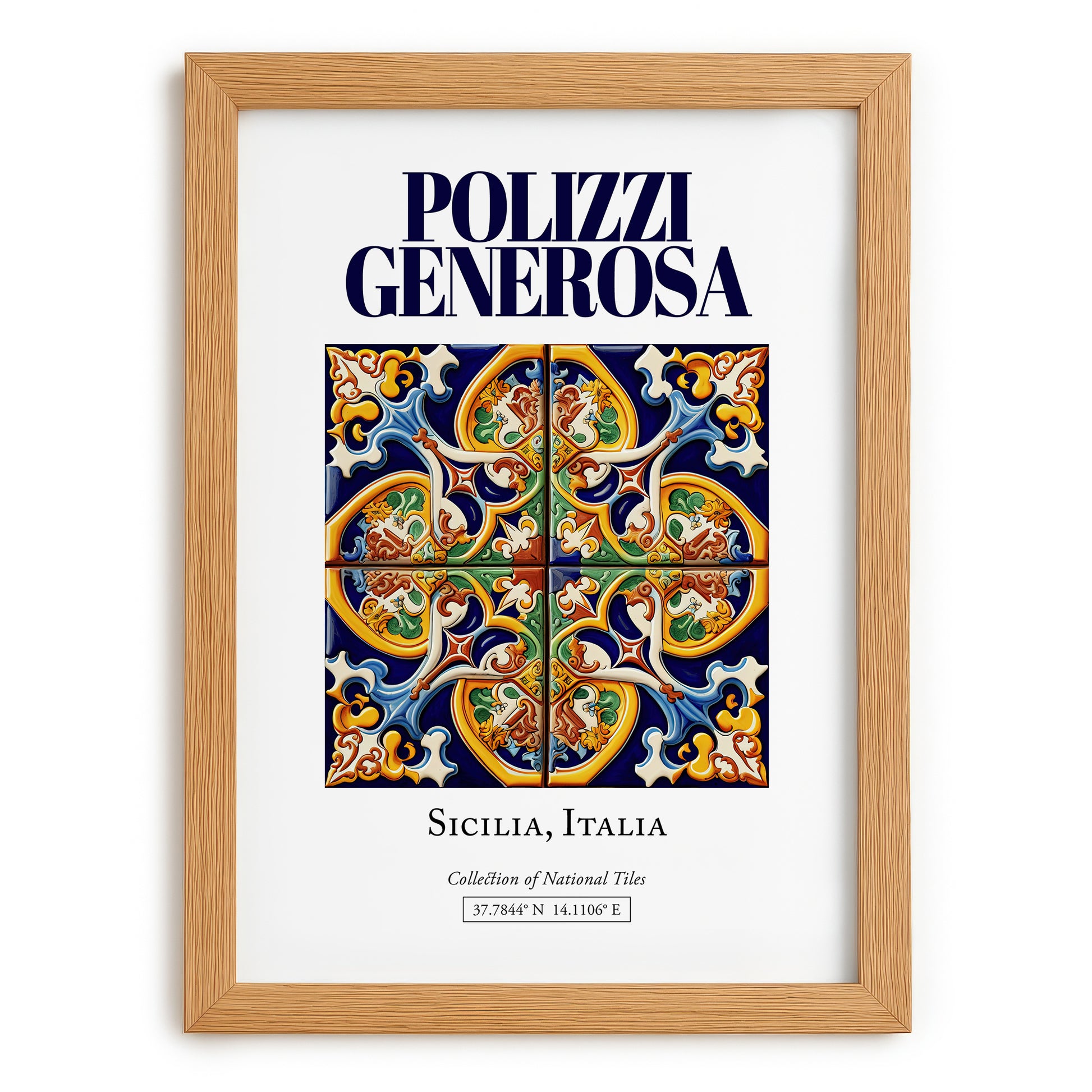 Polizzi Generosa, Italy – Travel Poster, set in oak frame