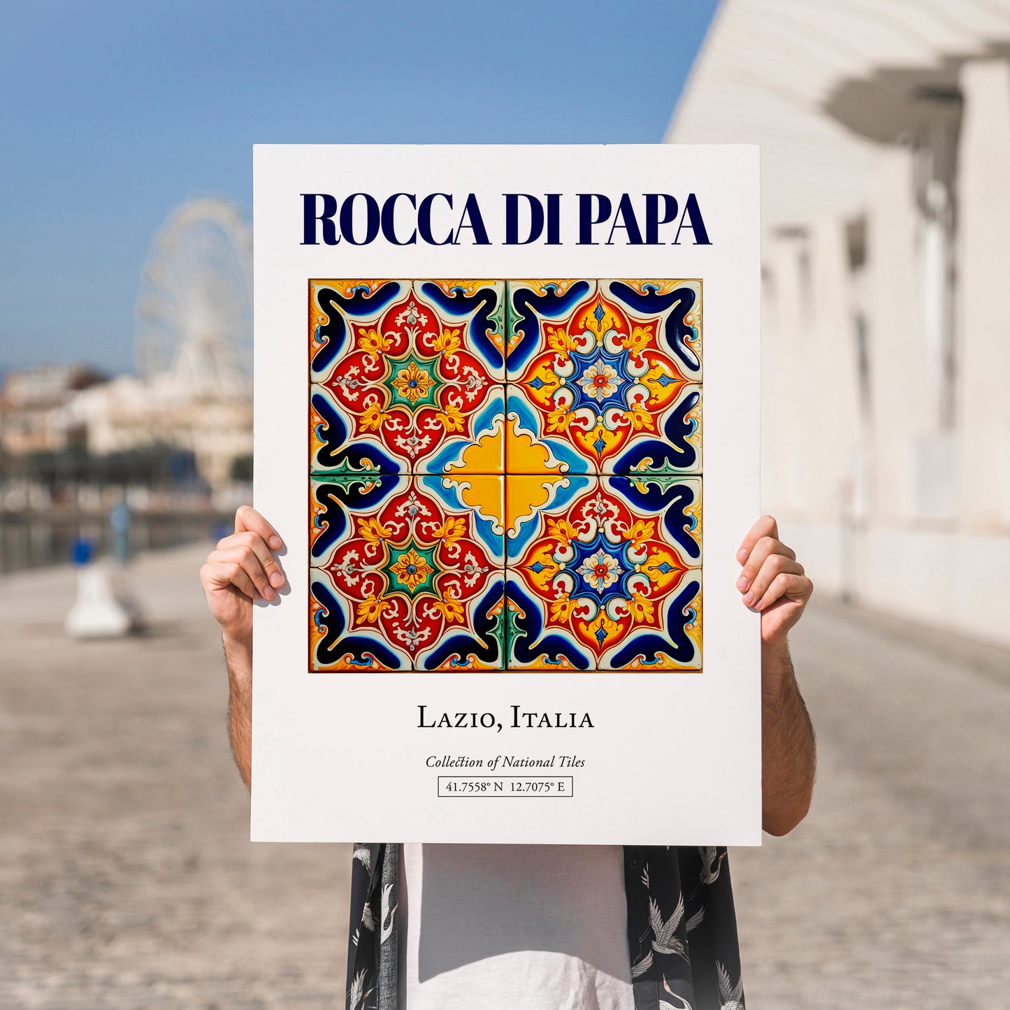 Rocca di Papa, Italy – World Heritage Travel Poster, no-text version framed in wood