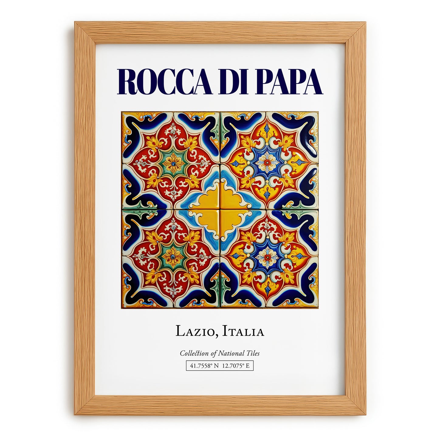 Rocca di Papa, Italy – World Heritage Travel Poster, set in oak frame