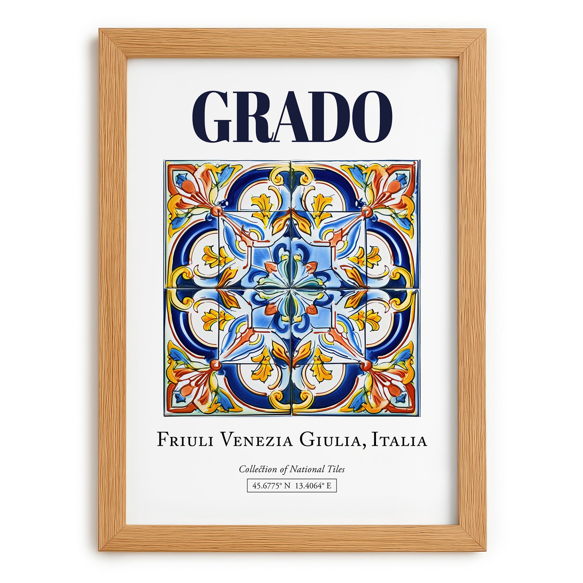 Grado, Italy – Travel Poster, set in oak frame
