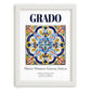 Grado, Italy – Travel Poster, placed in minimal white frame