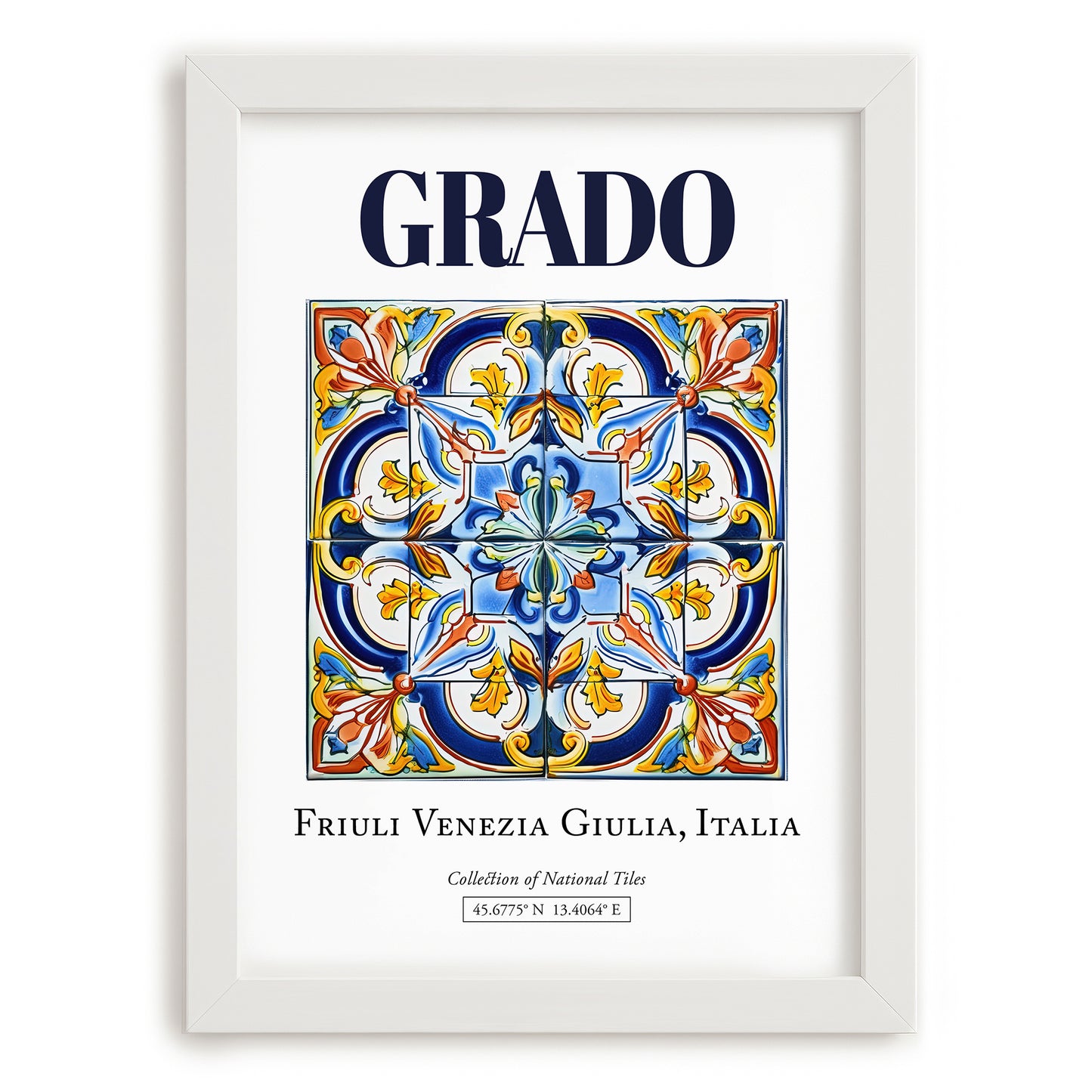 Grado, Italy – Travel Poster, placed in minimal white frame