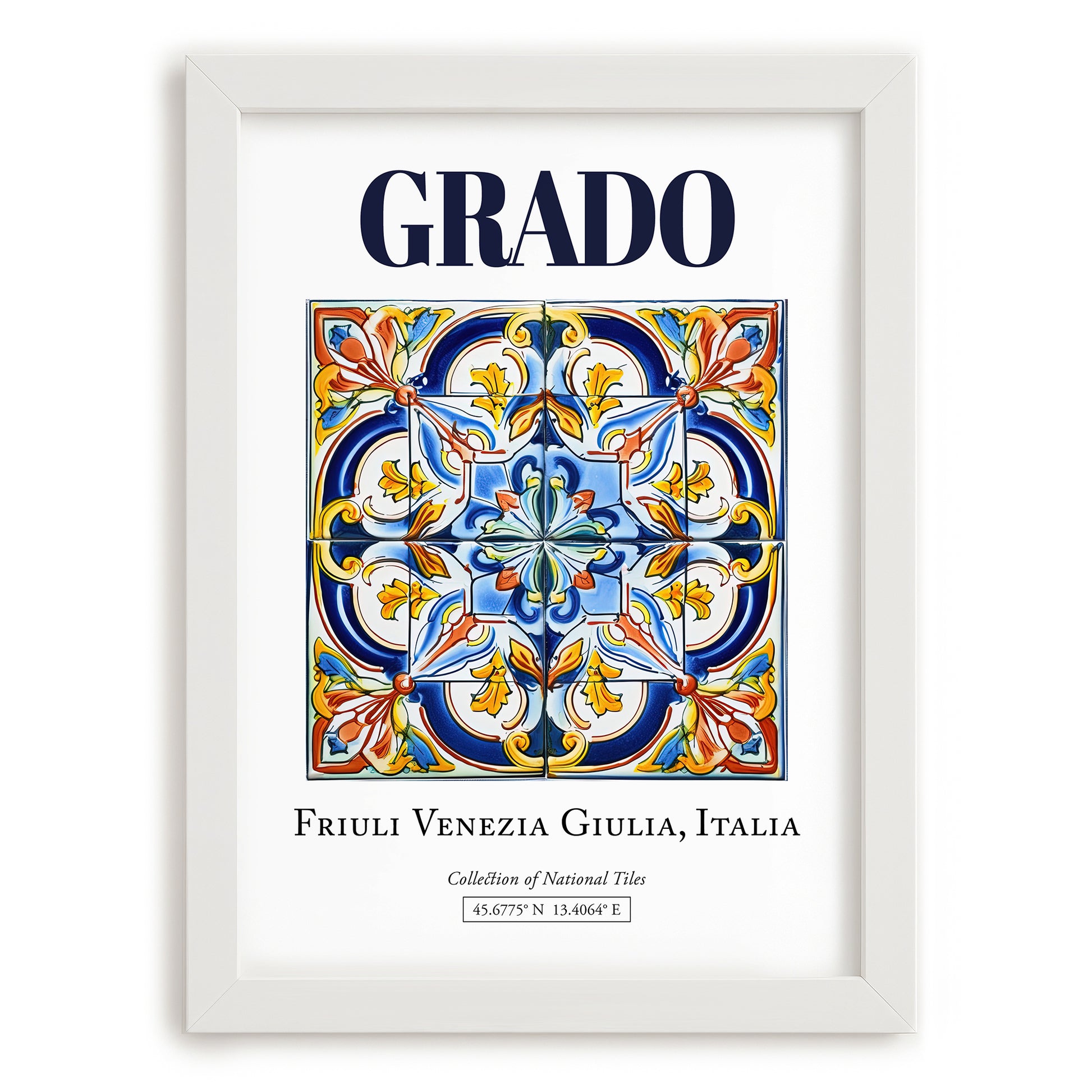 Grado, Italy – Travel Poster, placed in minimal white frame
