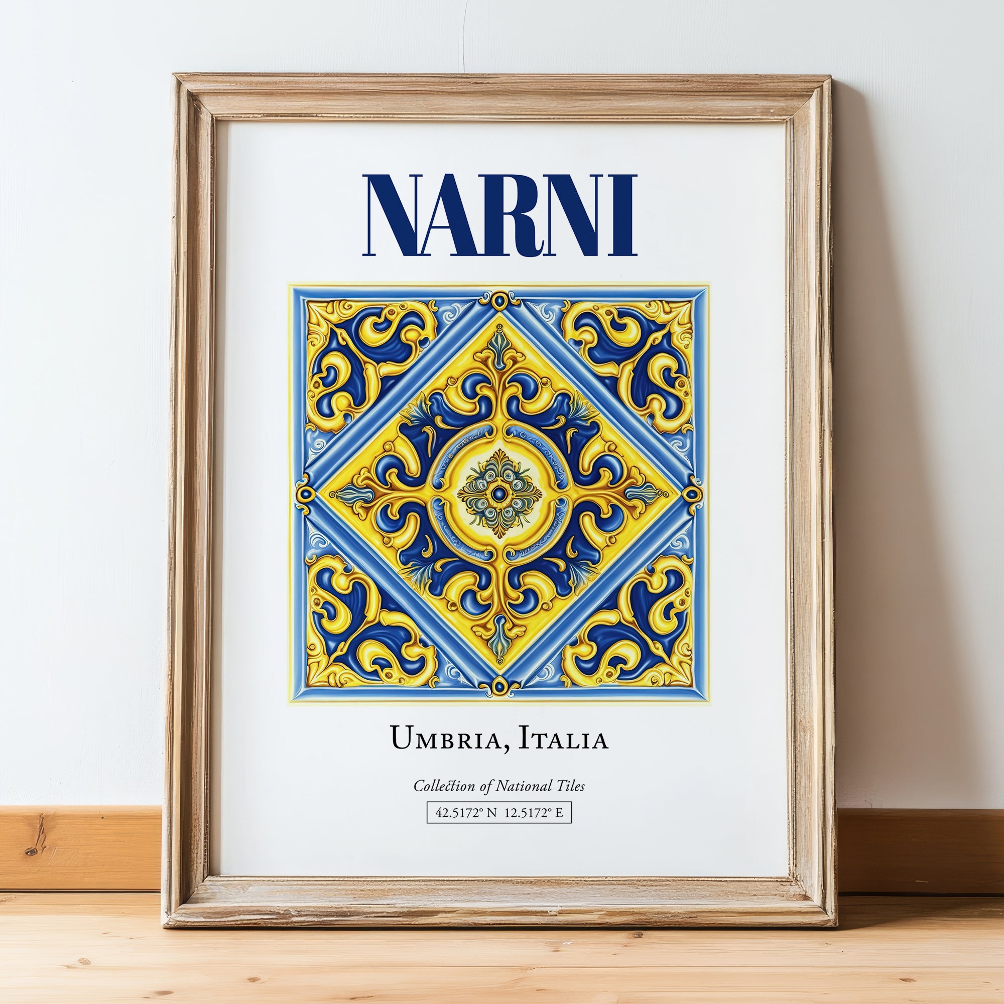 Narni, Italy – Global Cities Wall Print, in wooden frame leaning on the floor
