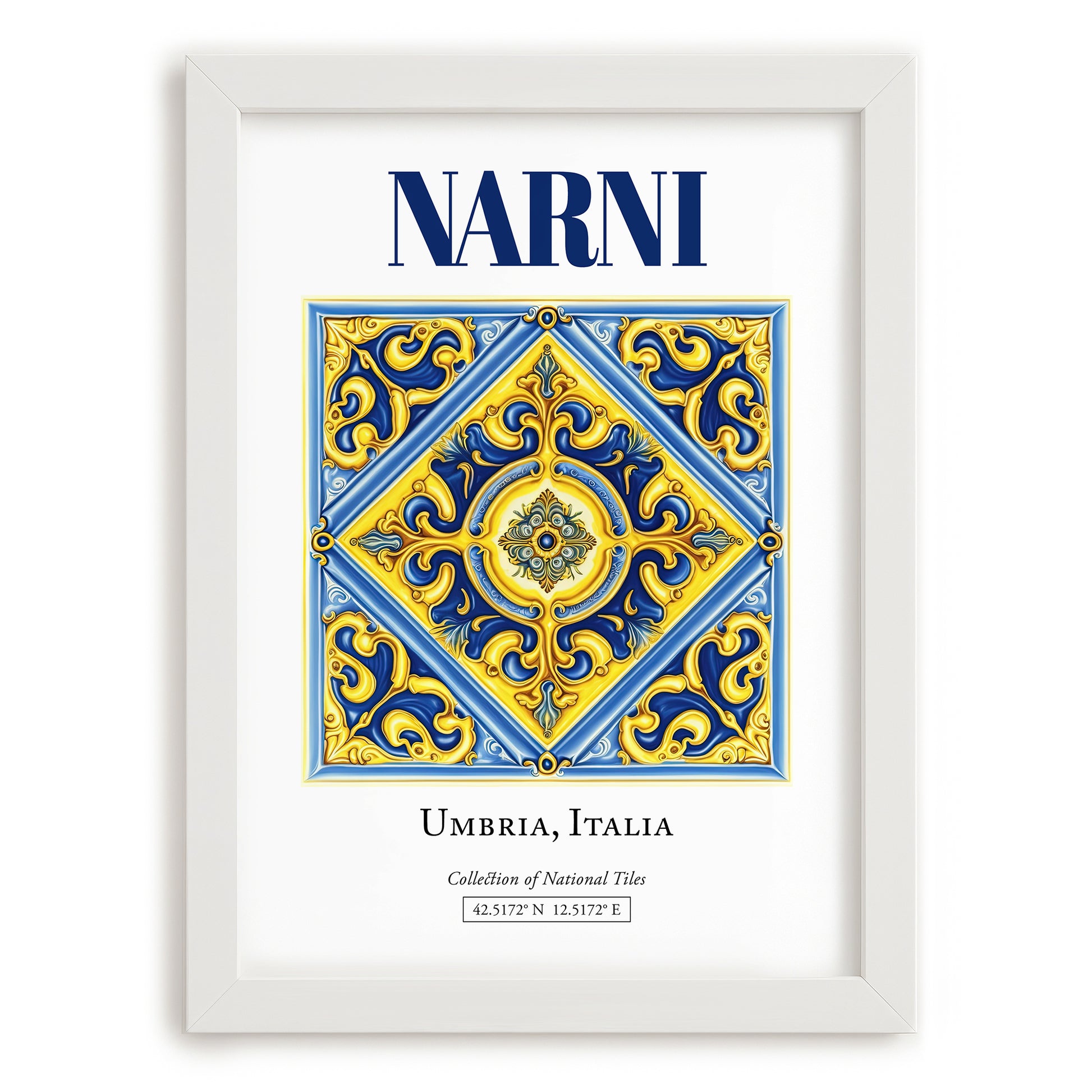 Narni, Italy – Global Cities Wall Print, placed in minimal white frame