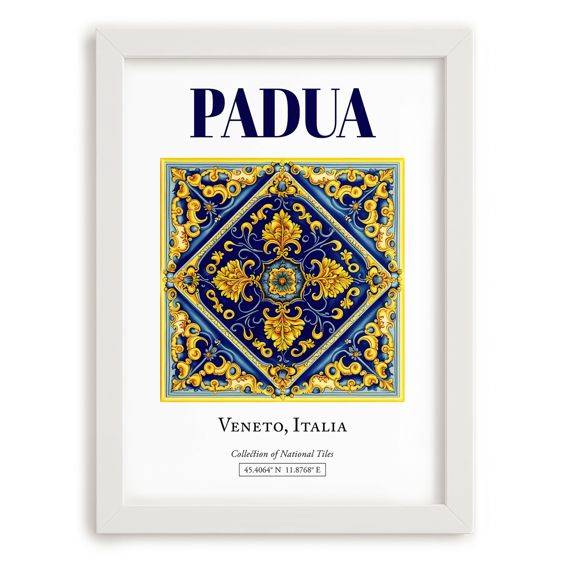 Padua, Italy – Travel Print, placed in minimal white frame
