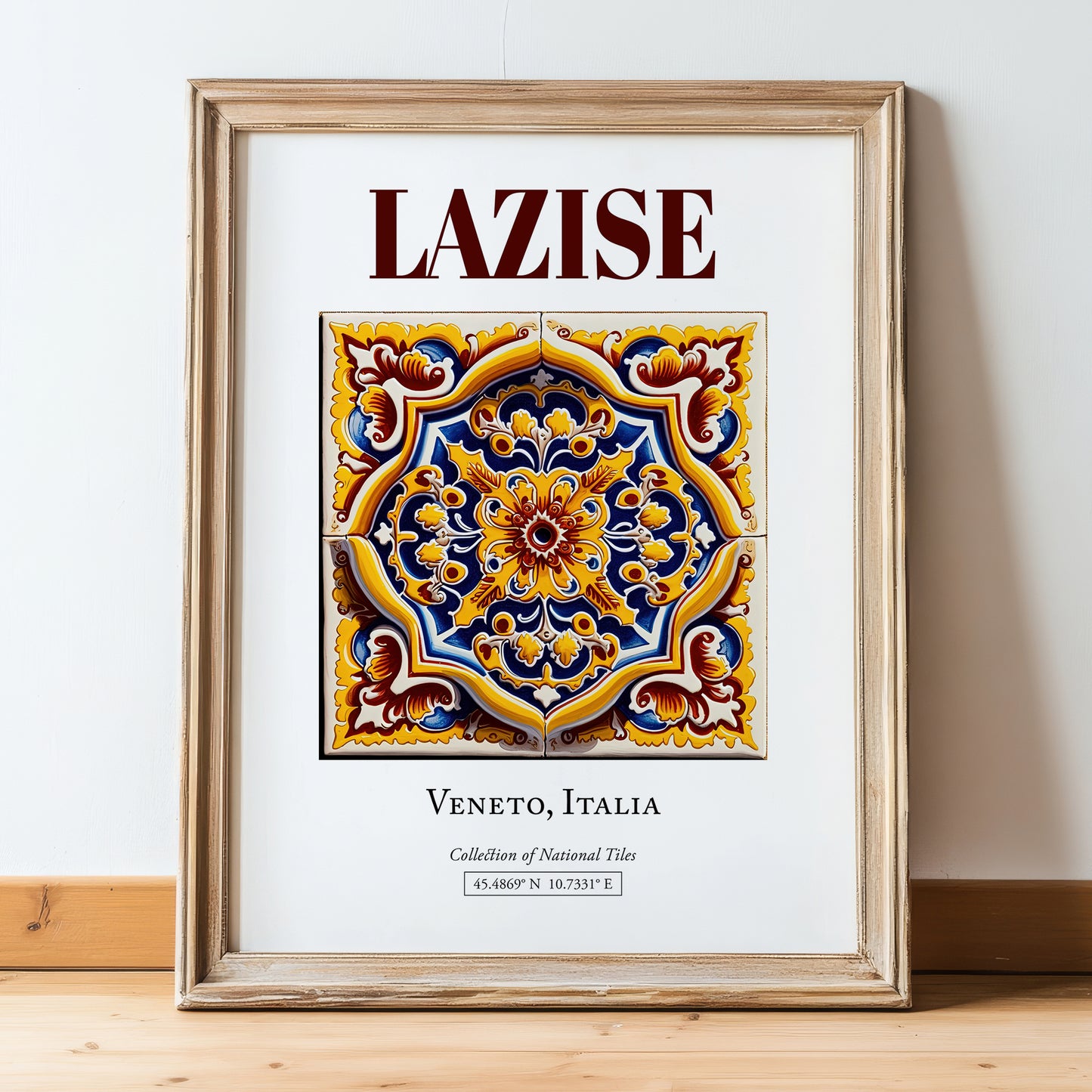 Lazise, Italy – Travel Print, in wooden frame leaning on the floor