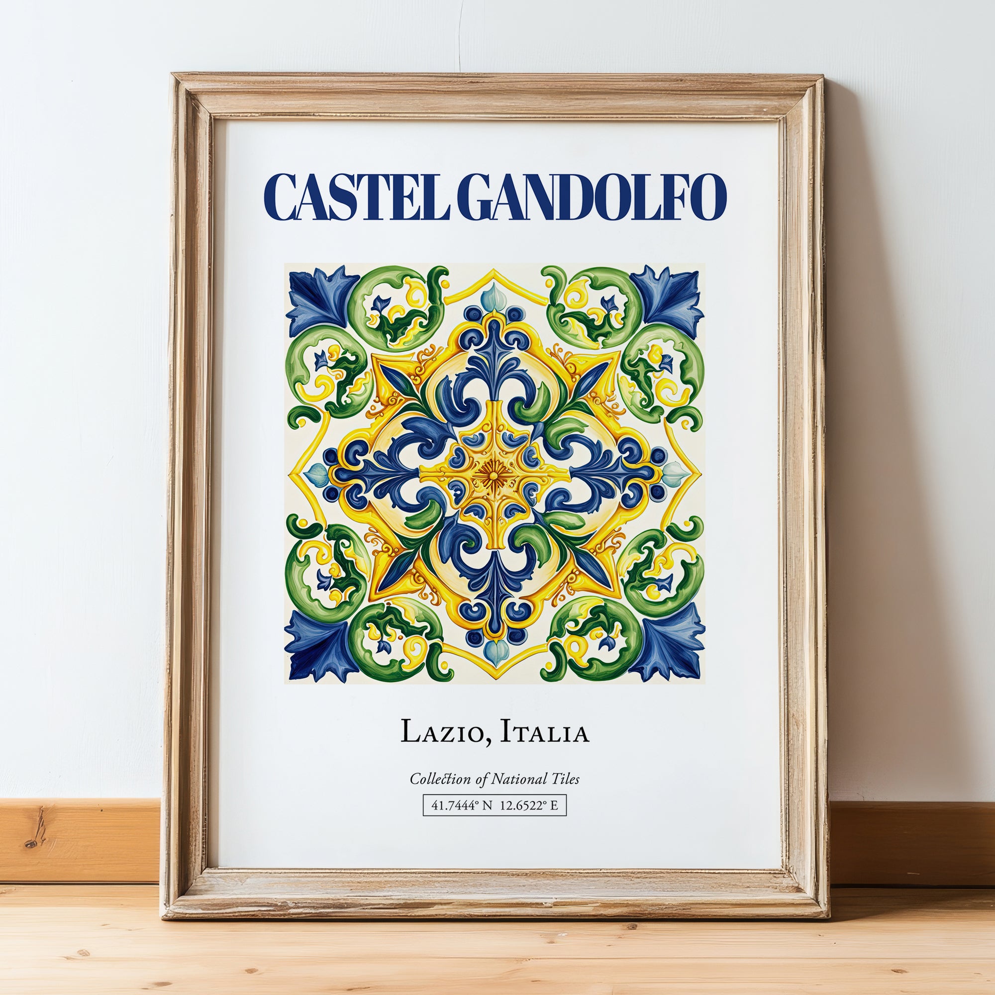Castel Gandolfo, Italy – Travel Print, in wooden frame leaning on the floor