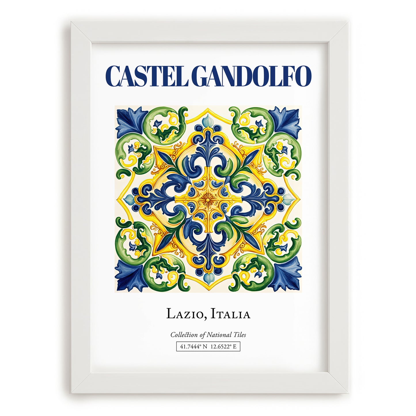 Castel Gandolfo, Italy – Travel Print, placed in minimal white frame