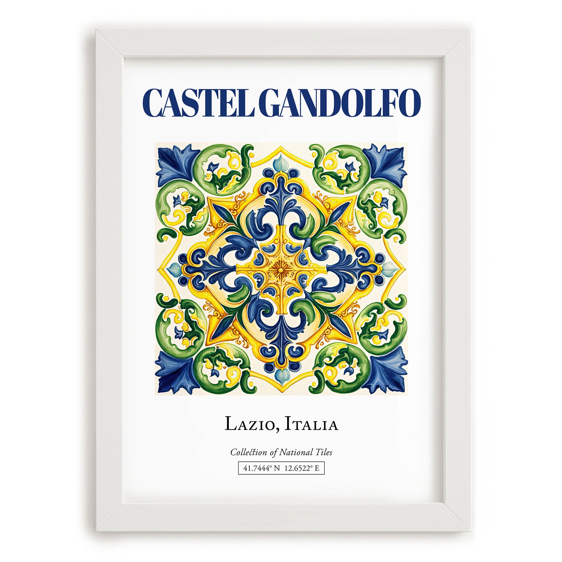 Castel Gandolfo, Italy – Travel Print, placed in minimal white frame