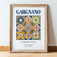 Gargnano, Italy – Travel Poster, in wooden frame leaning on the floor