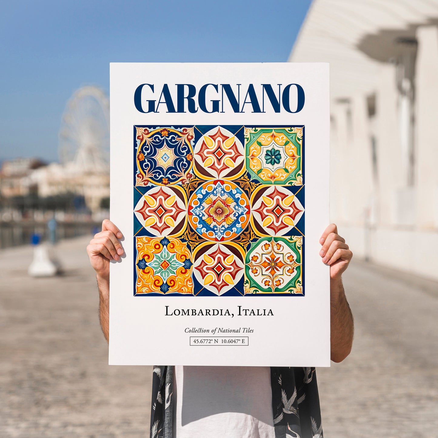 Gargnano, Italy – Travel Poster, no-text version framed in wood