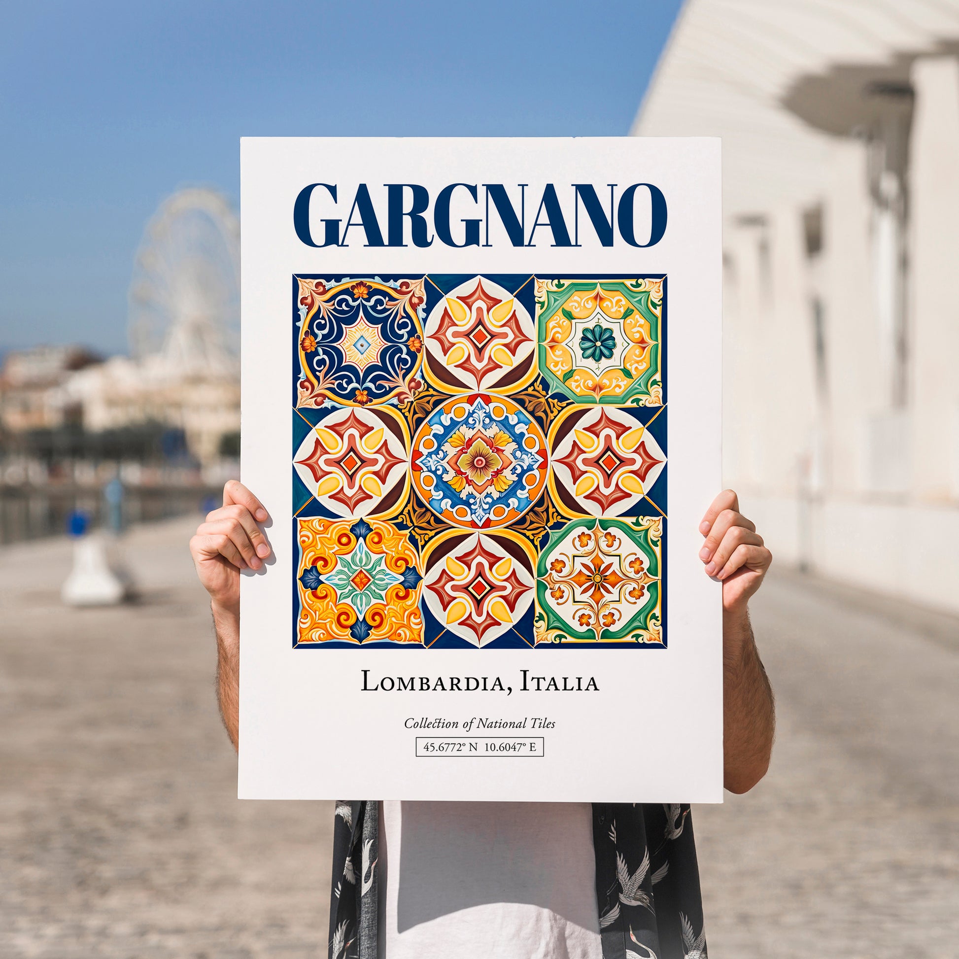Gargnano, Italy – Travel Poster, no-text version framed in wood