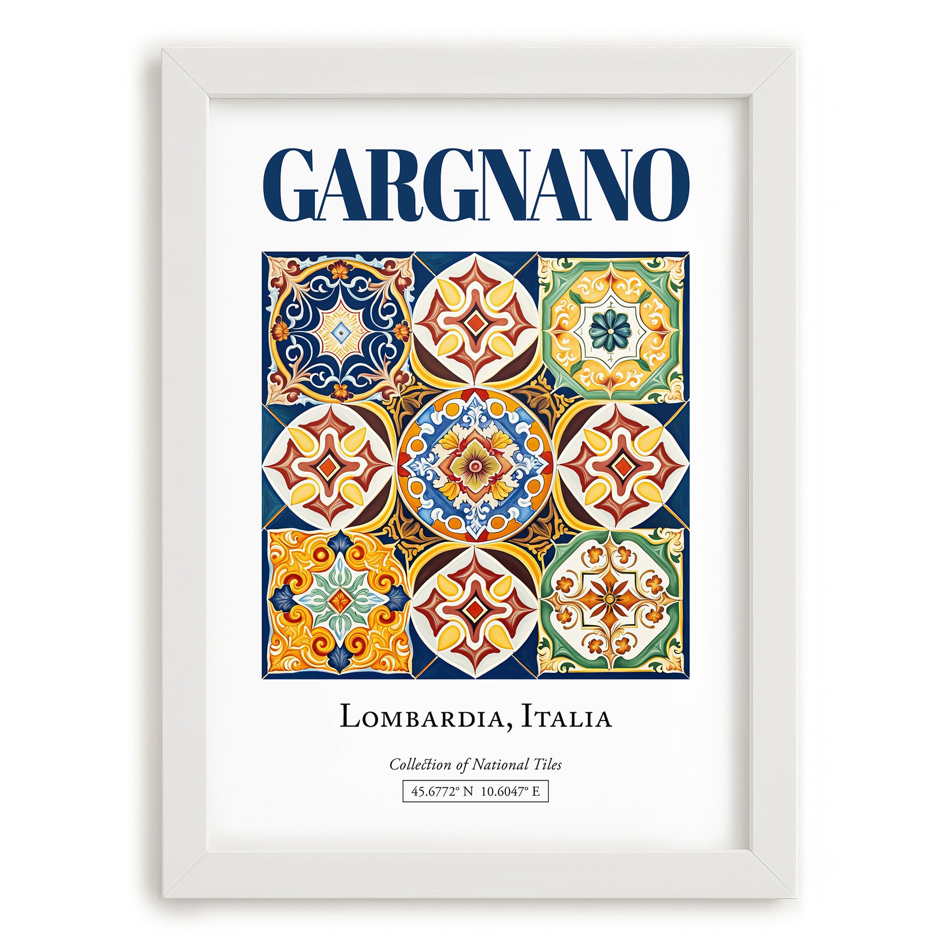 Gargnano, Italy – Travel Poster, placed in minimal white frame