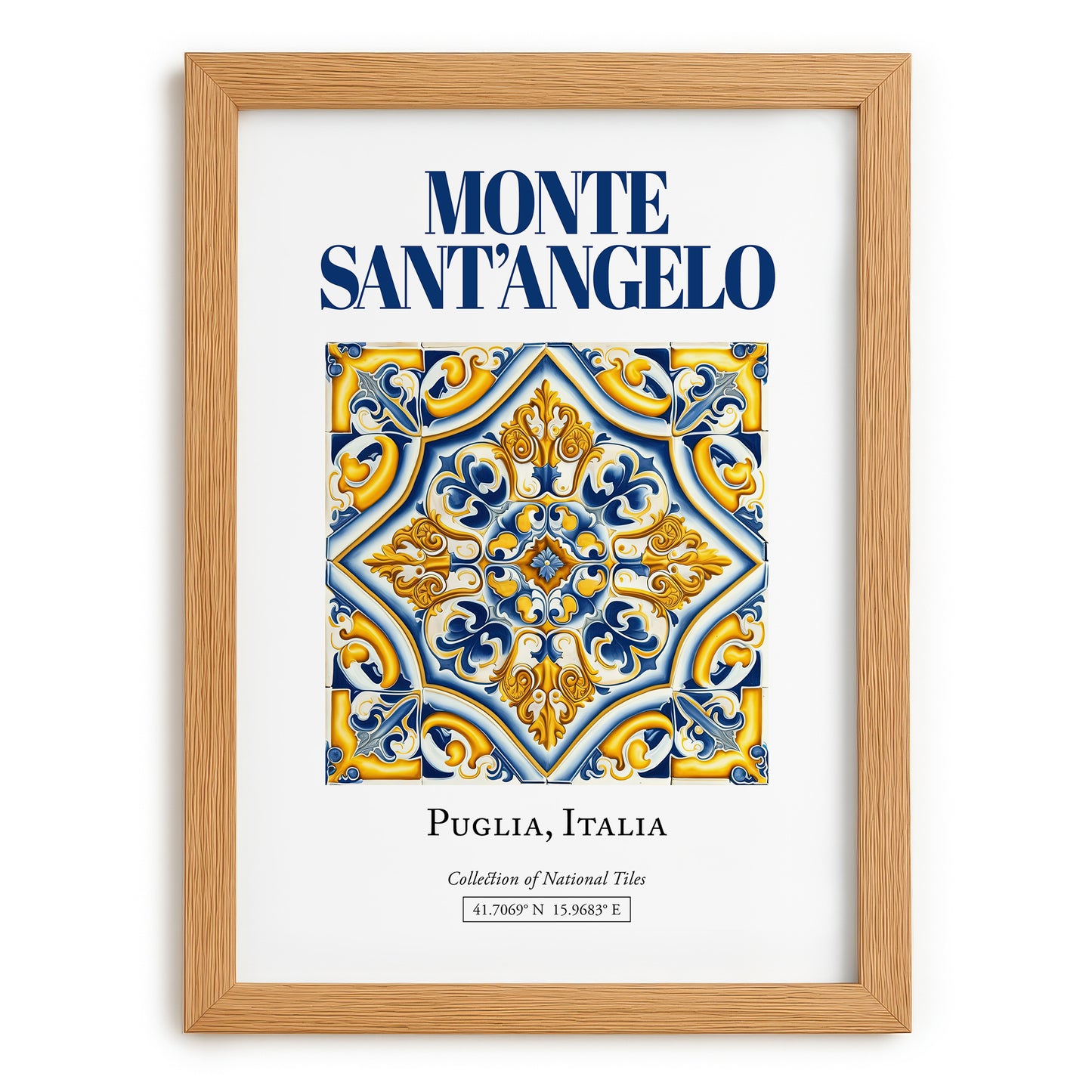 Monte Sant'Angelo, Italy – Travel Poster, set in oak frame